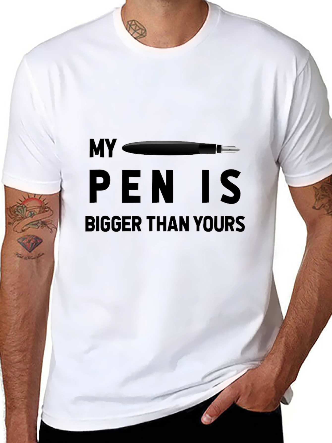 Black My Pen Is Bigger T-Shirt view 8