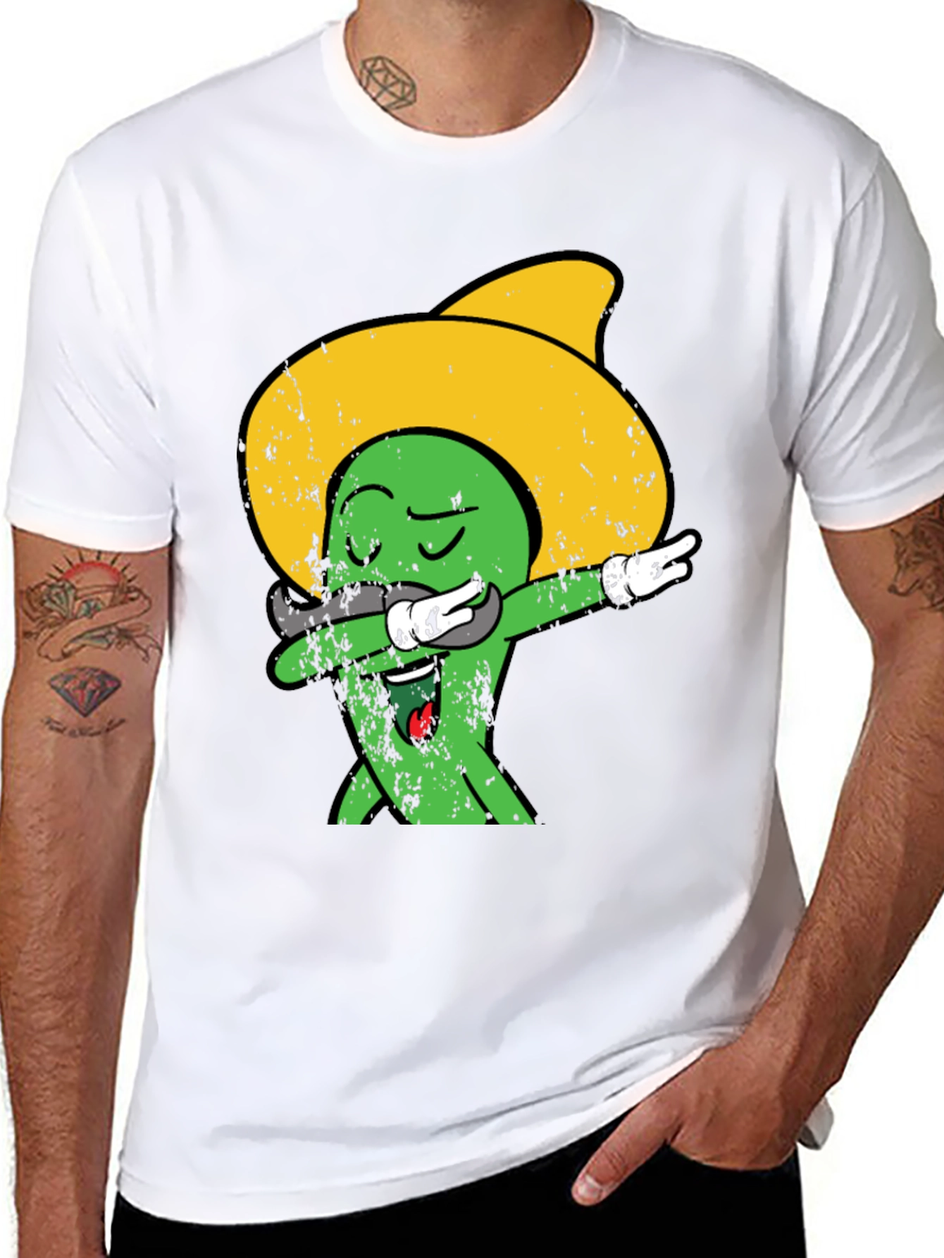 Black Dabbing Cactus Sombrero Graphic Tee view 8