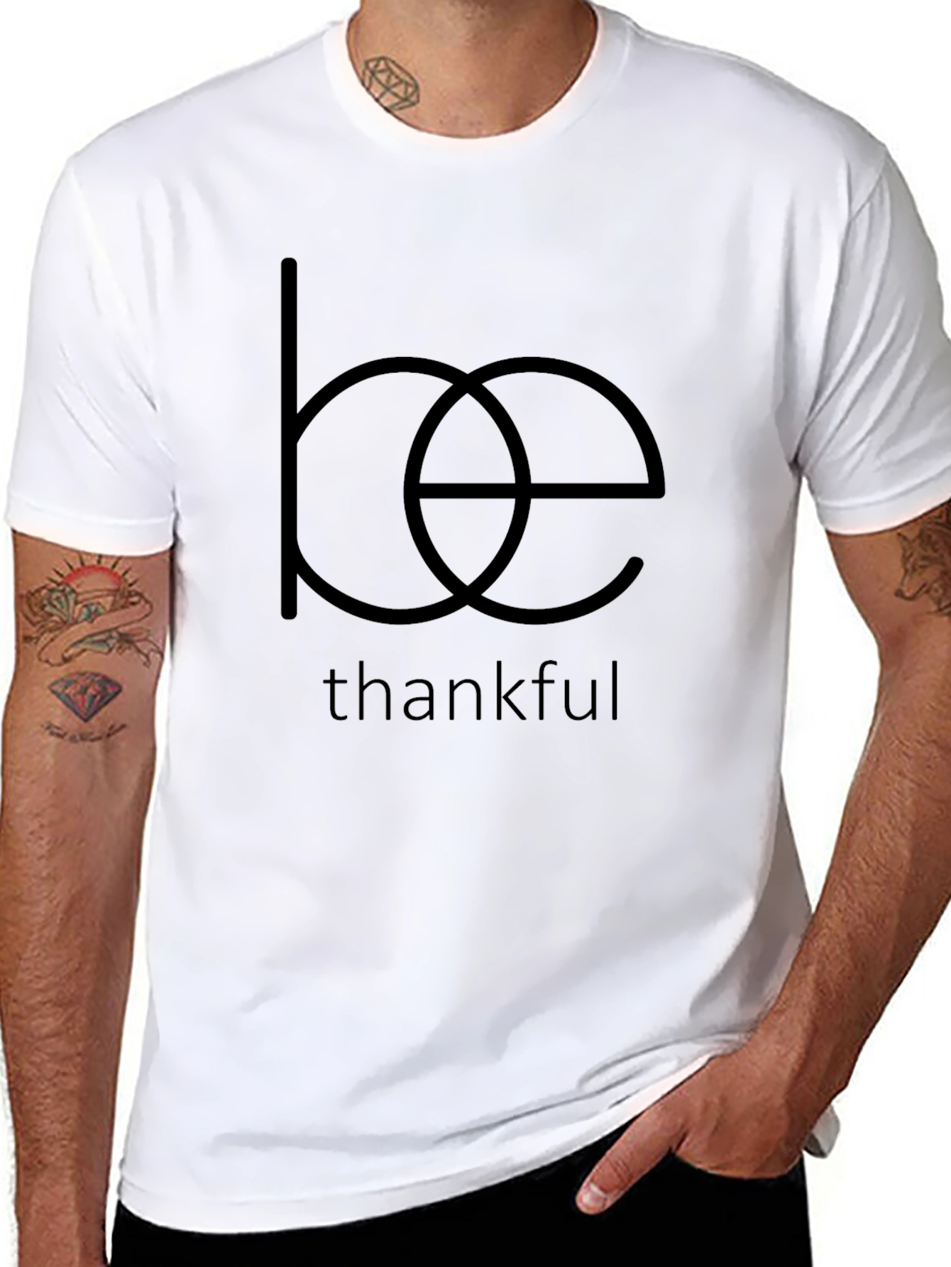 Black Be Thankful Graphic Tee - Soft Cotton Blend view 8