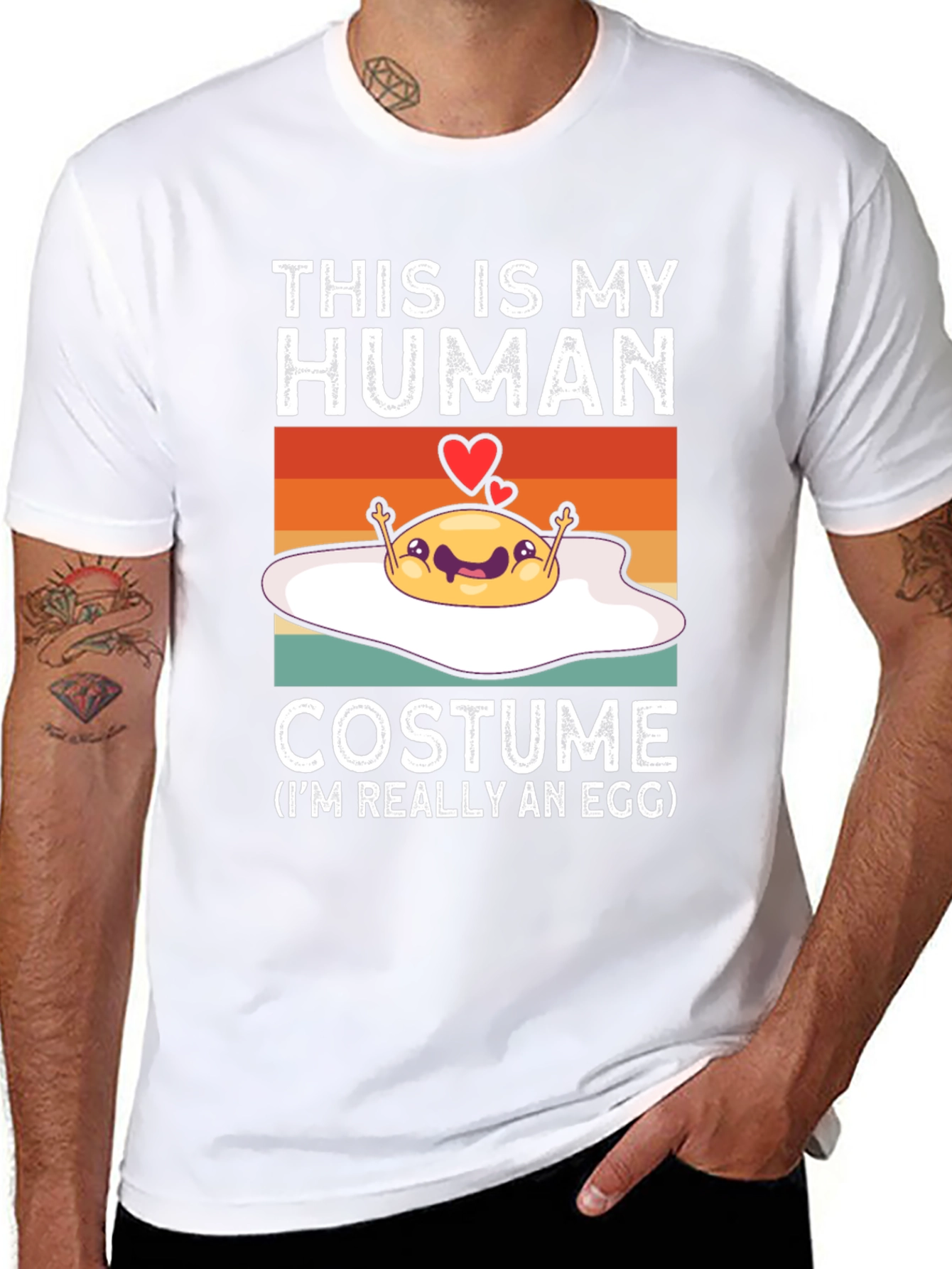 Black This Is My Human Costume T-Shirt - Funny Egg Graphic Tee view 8