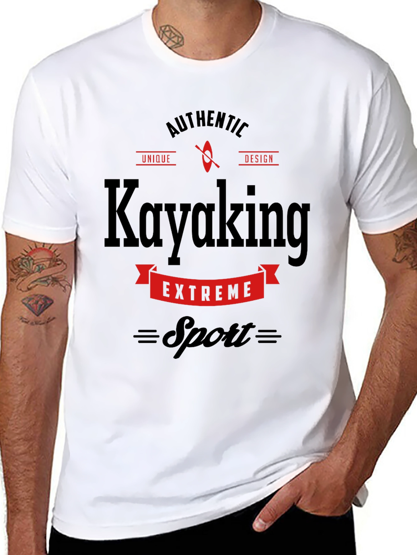 Black Kayaking Extreme Sport T-Shirt view 8