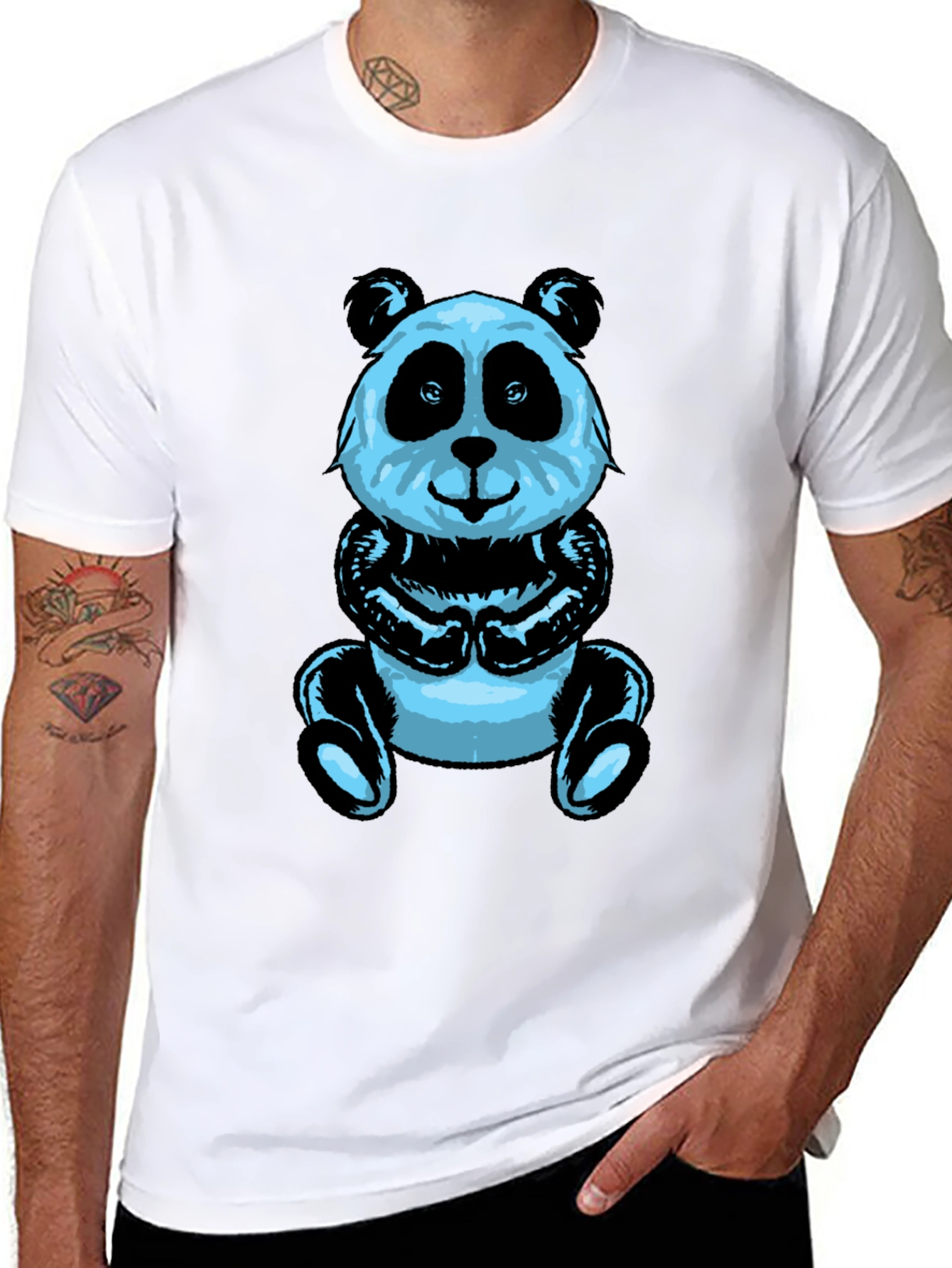 Black Panda Graphic Tee - Men's Black Short Sleeve Shirt view 8