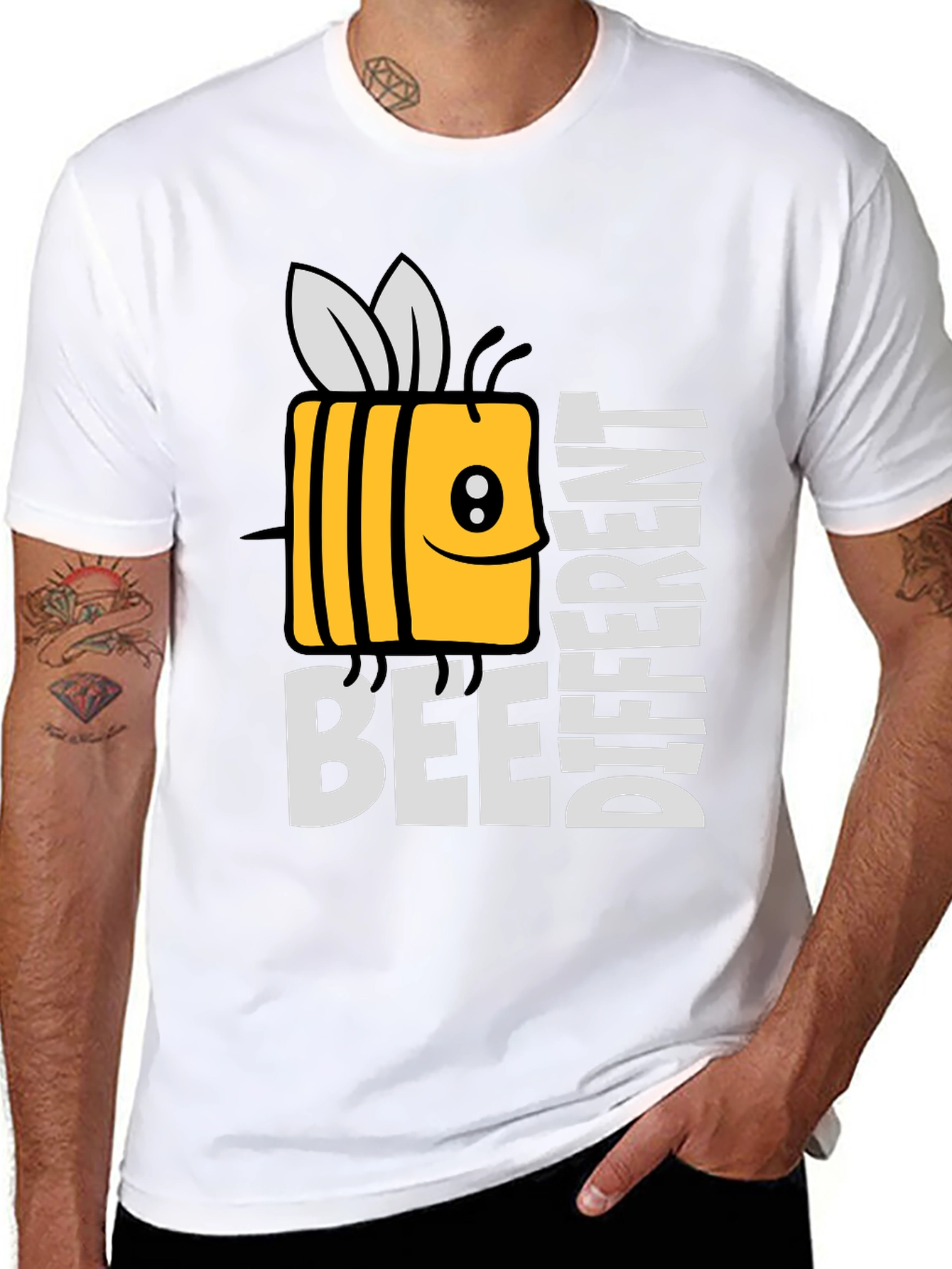 Black Bee Different Graphic Tee - Novelty Humor T-Shirt view 8