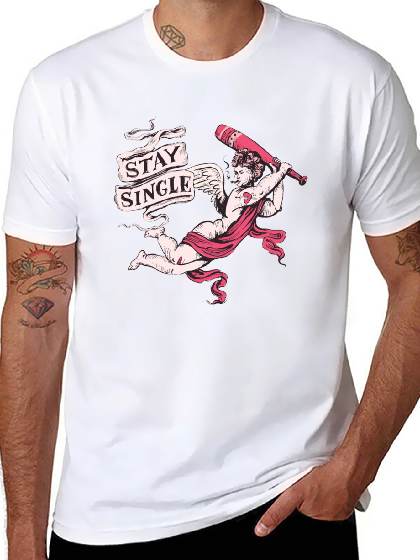 Black Stay Single Graphic Tee - Cupid's Revenge T-Shirt view 8