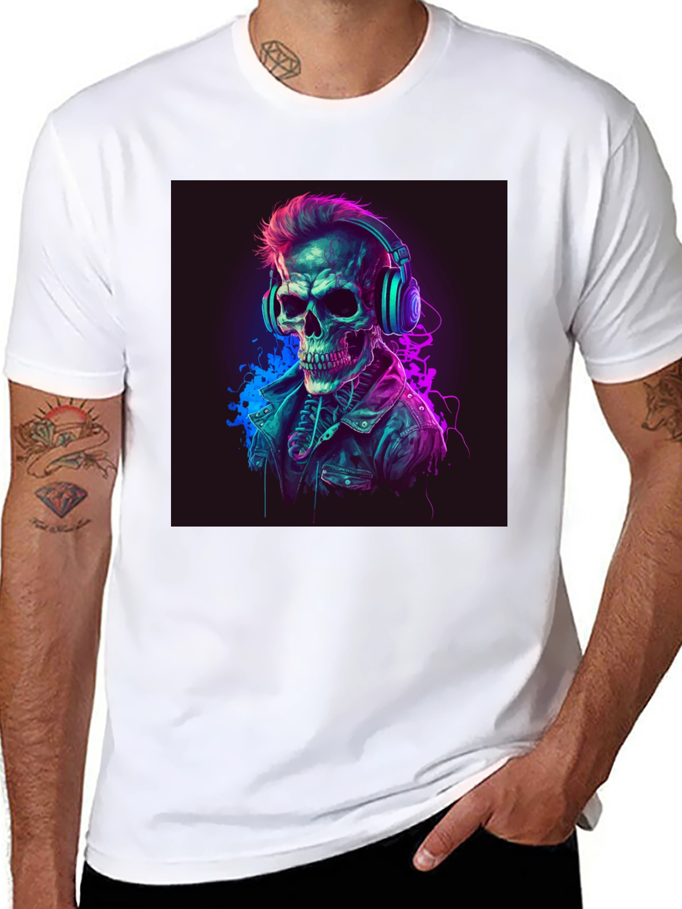Black Skull DJ Graphic Tee - Cool Edgy Design view 8