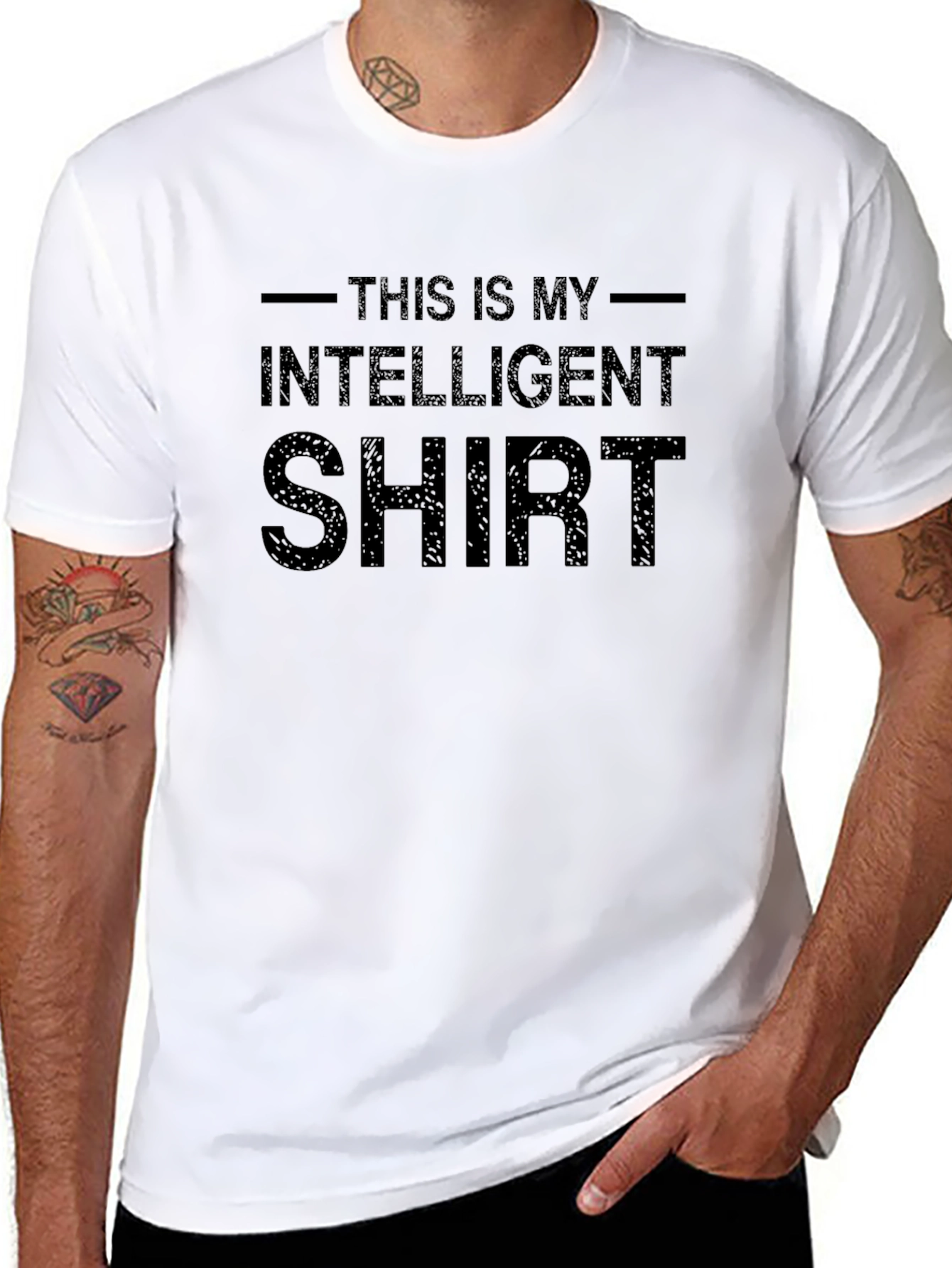 Black Intelligent Shirt Graphic Tee - Men's Black T-Shirt view 8