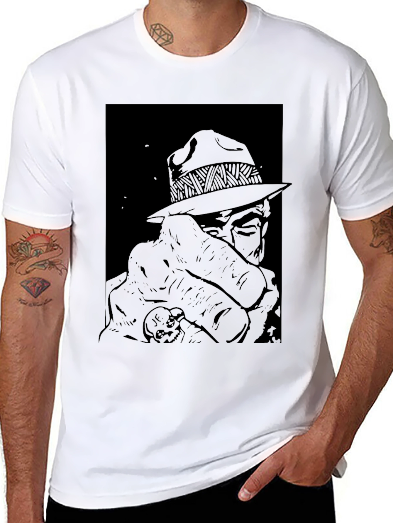 Black Retro Detective Graphic Tee - Classic Cool view 8