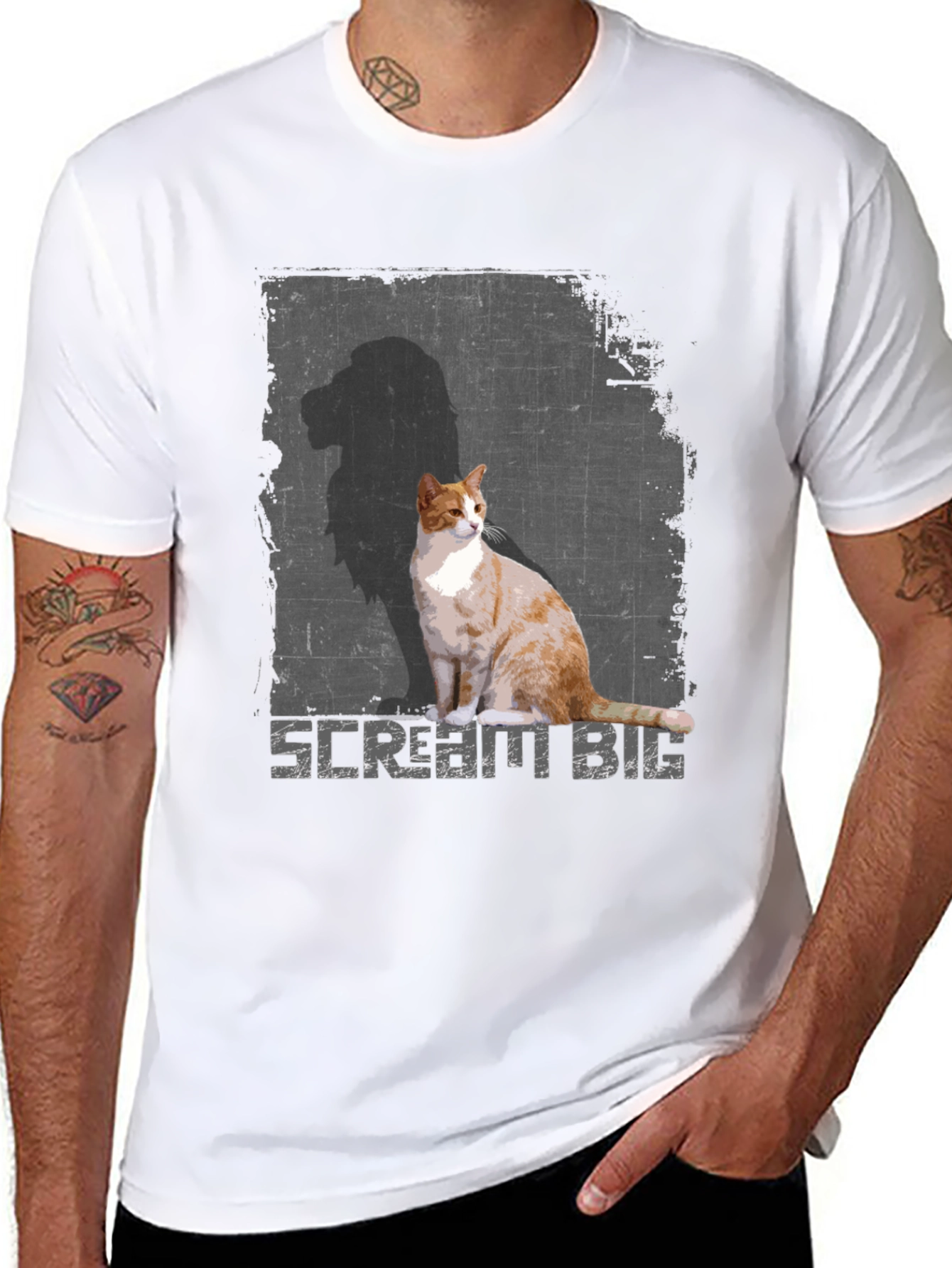 Black Scream Big Cat T-Shirt - Stylish Graphic Tee view 8