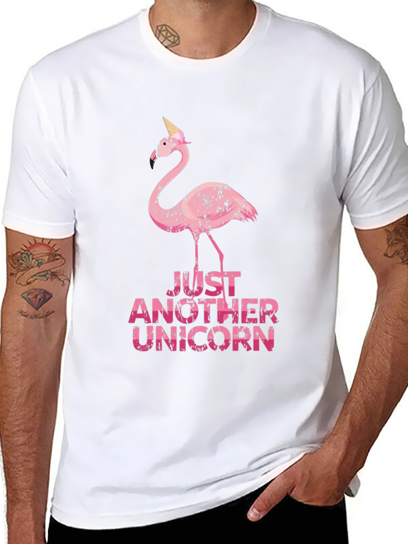Black Funny Flamingo Unicorn Graphic Tee view 8
