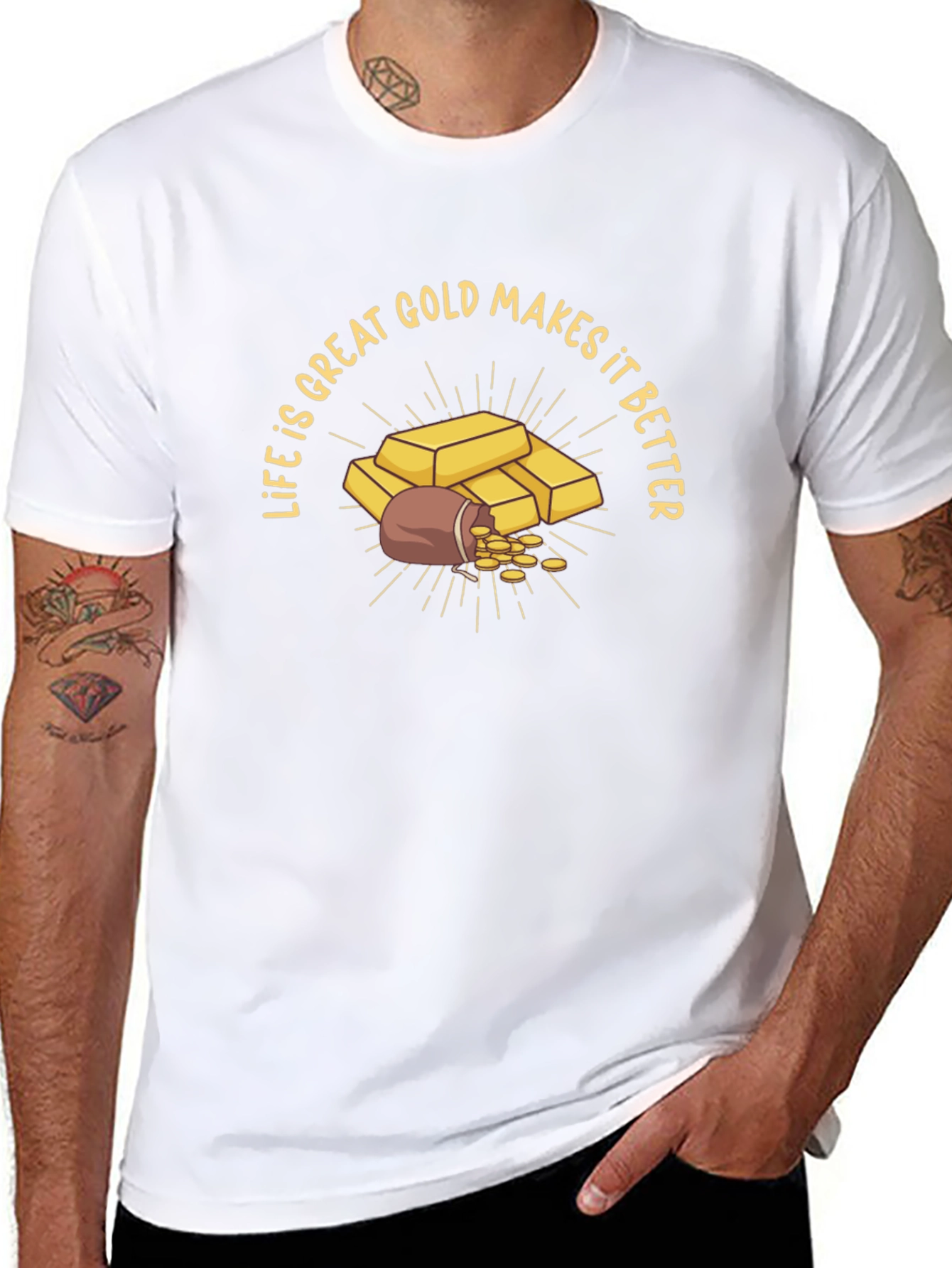 Black Life is Great Gold Makes it Better Graphic T-Shirt view 8