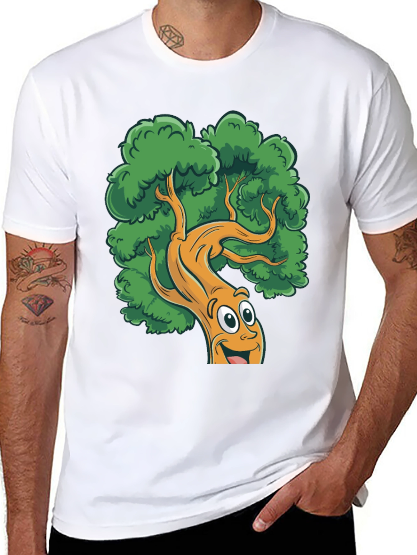 Black Cartoon Tree Black T-Shirt view 8