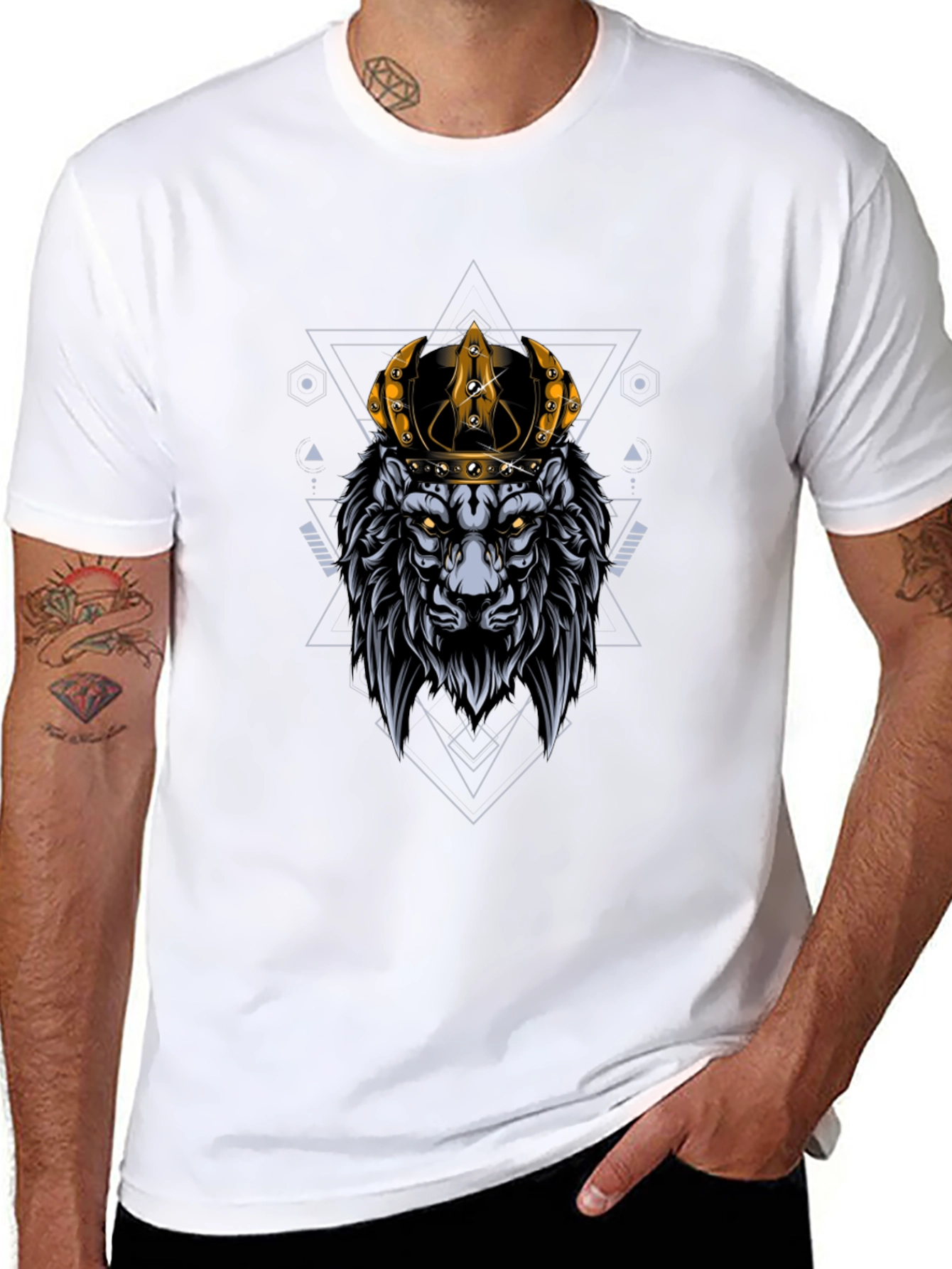 Black Lion King Graphic Tee - Black Cotton T-Shirt view 8