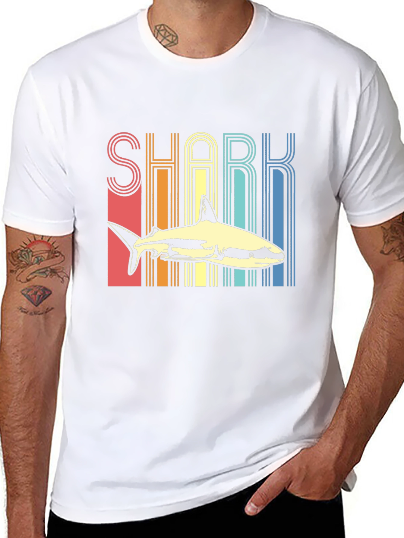 Black Retro Shark Graphic Tee view 8