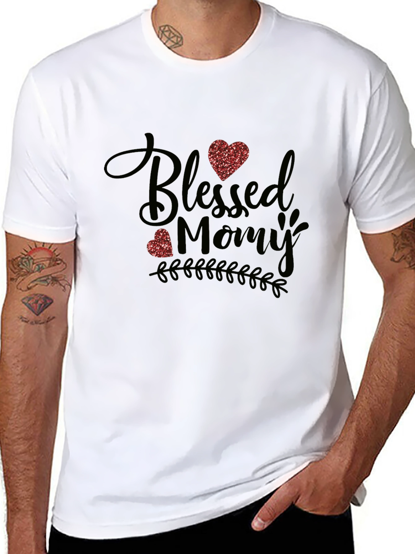 Black Blessed Mommy T-Shirt - Cute Mother's Day Tee view 8