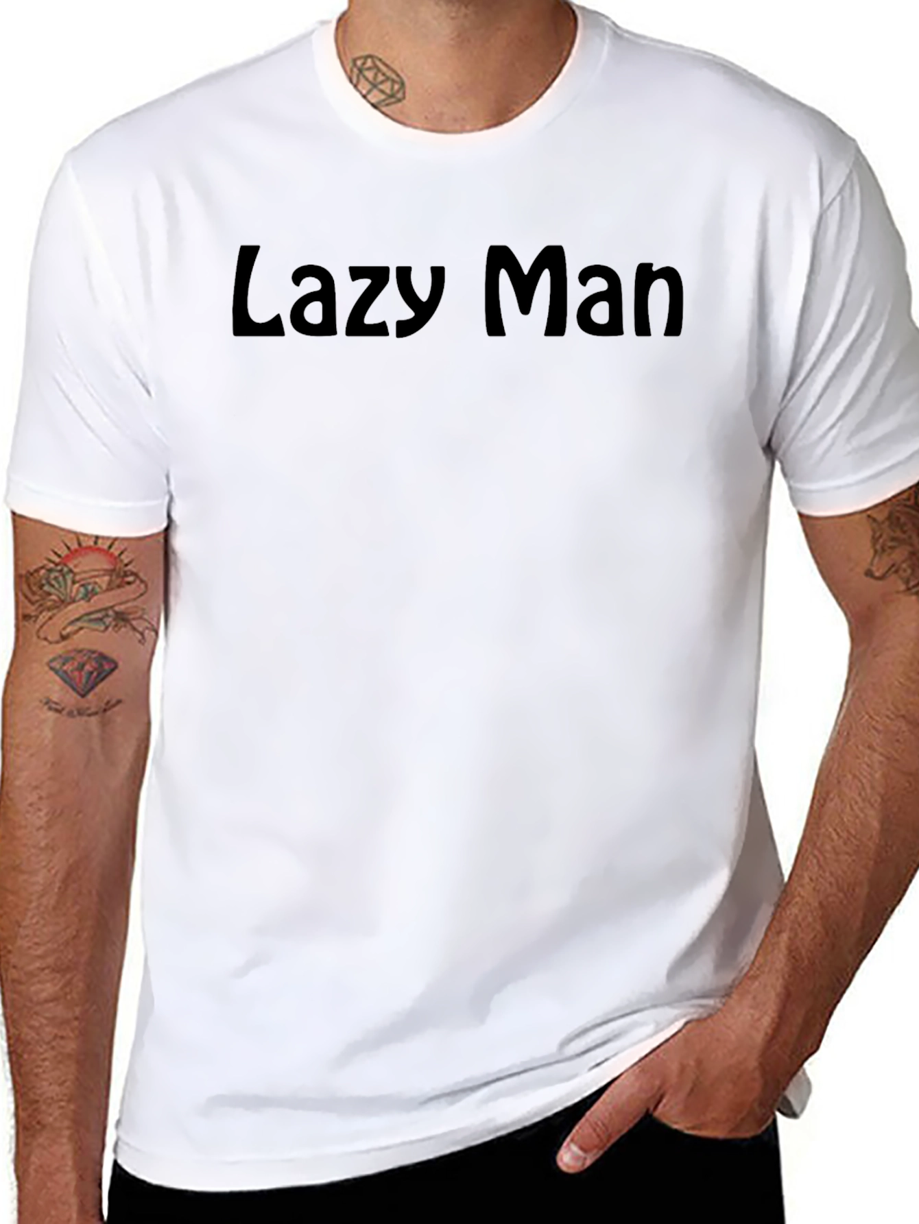 Black Lazy Man Black T-Shirt - Casual Comfort view 8