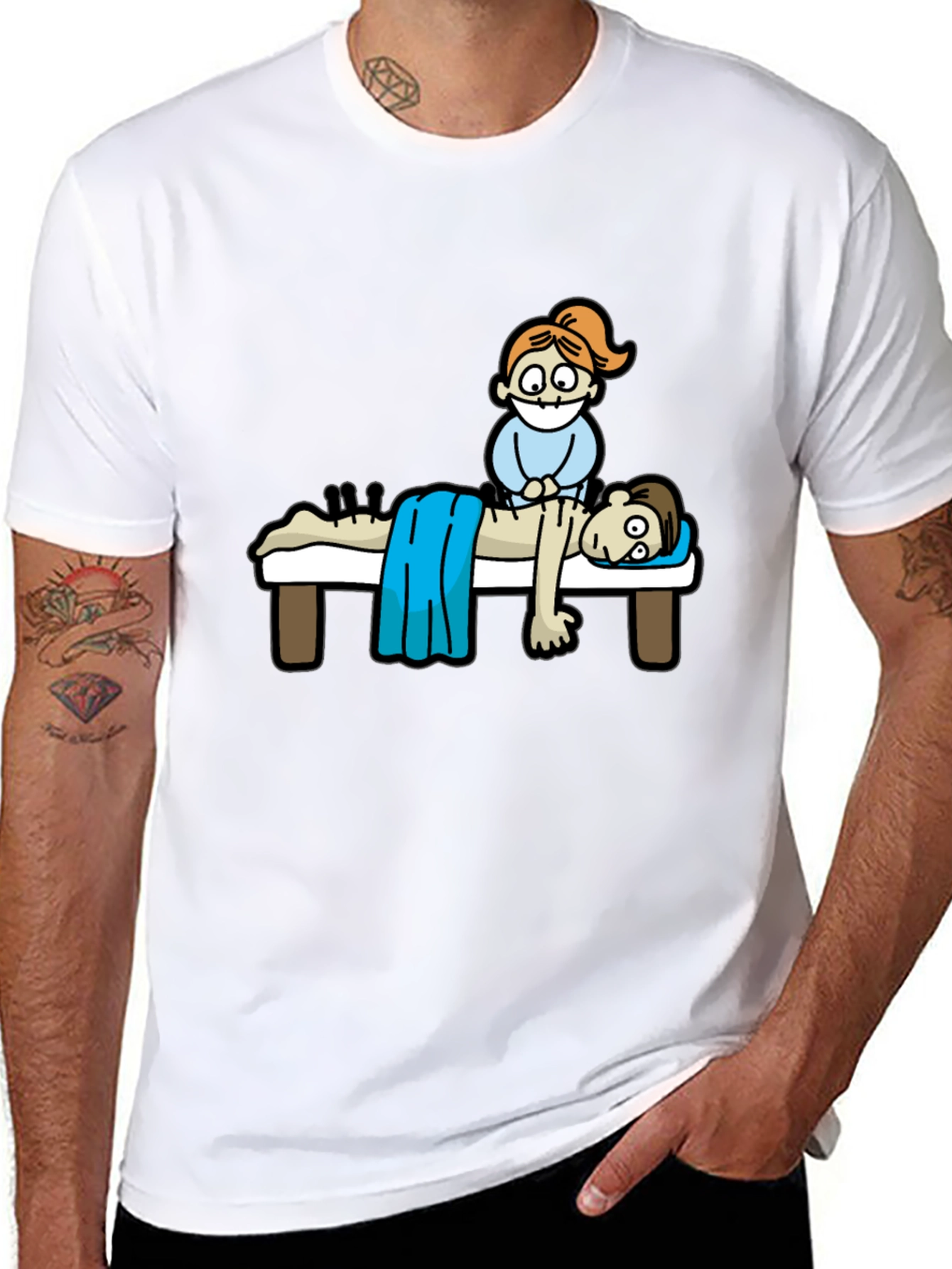 Black Acupuncture Cartoon T-Shirt view 8