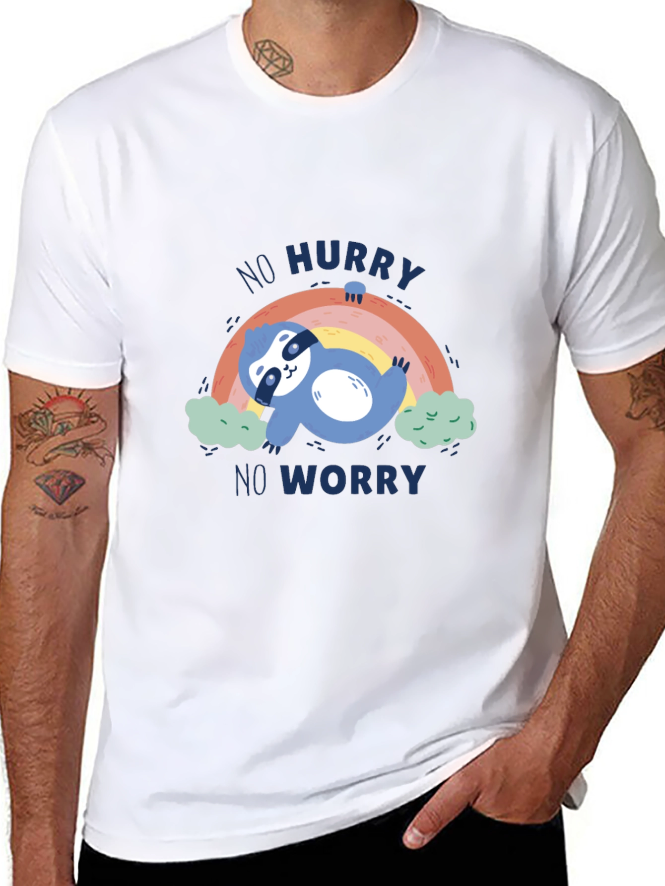 Black No Hurry No Worry Sloth Graphic Tee - Relaxed Fit view 8