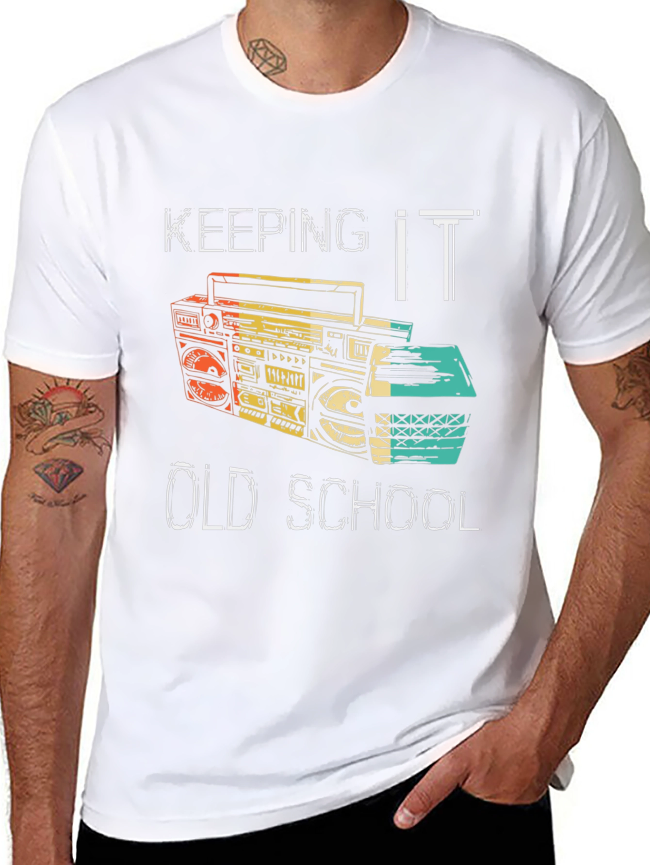 Black Keeping it Old School Retro Boombox Black T-Shirt view 8
