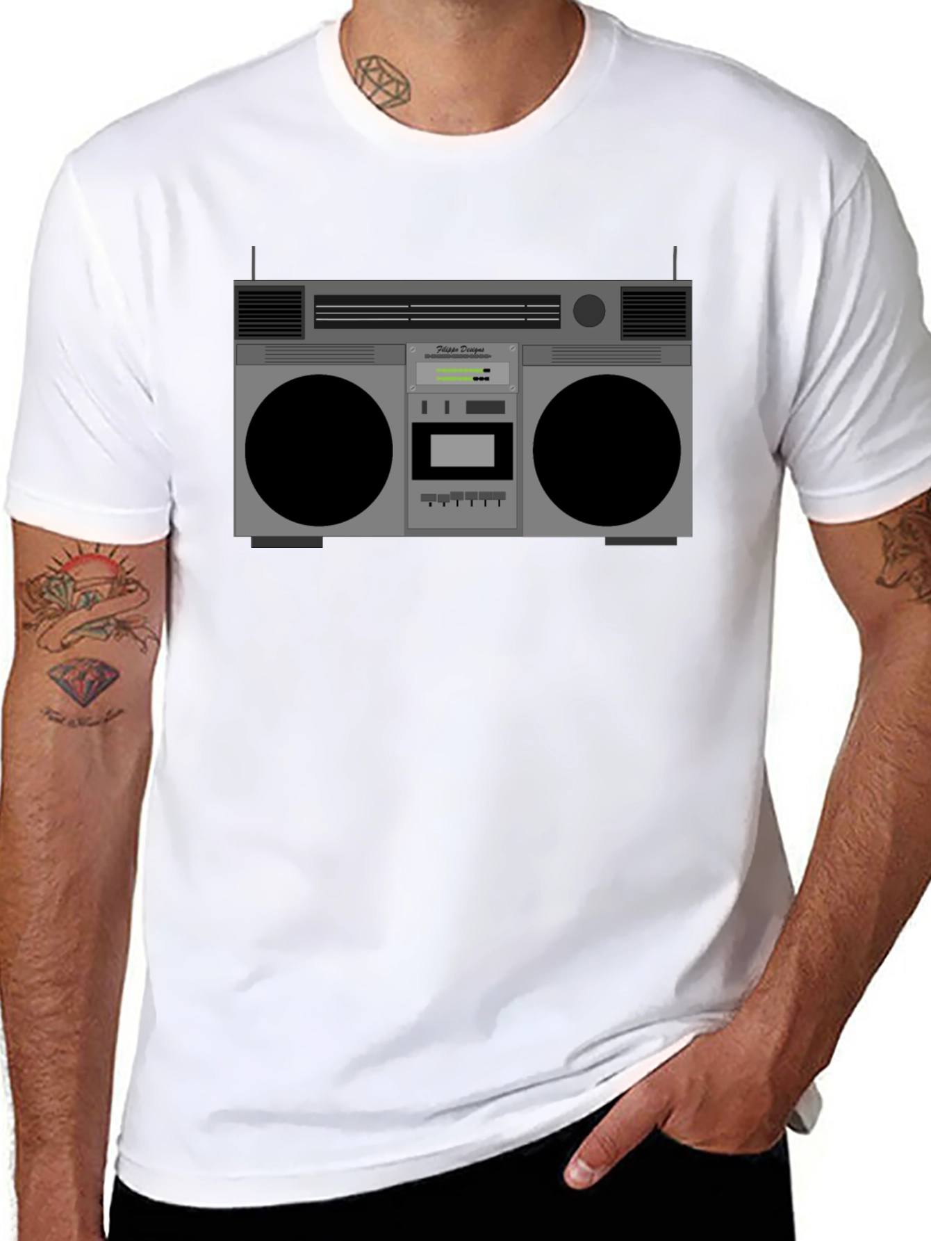 Black Retro Boombox Graphic T-Shirt - Vintage Style view 8