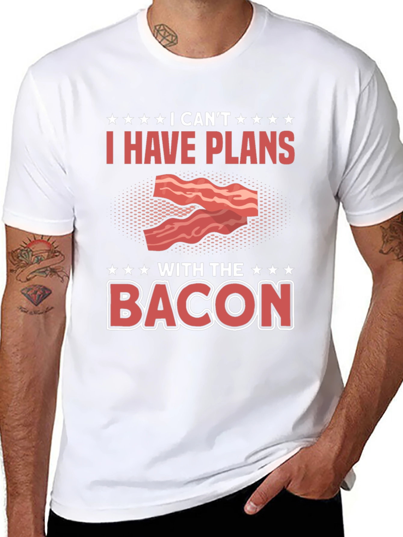 Black I Can't I Have Plans With The Bacon T-Shirt view 8