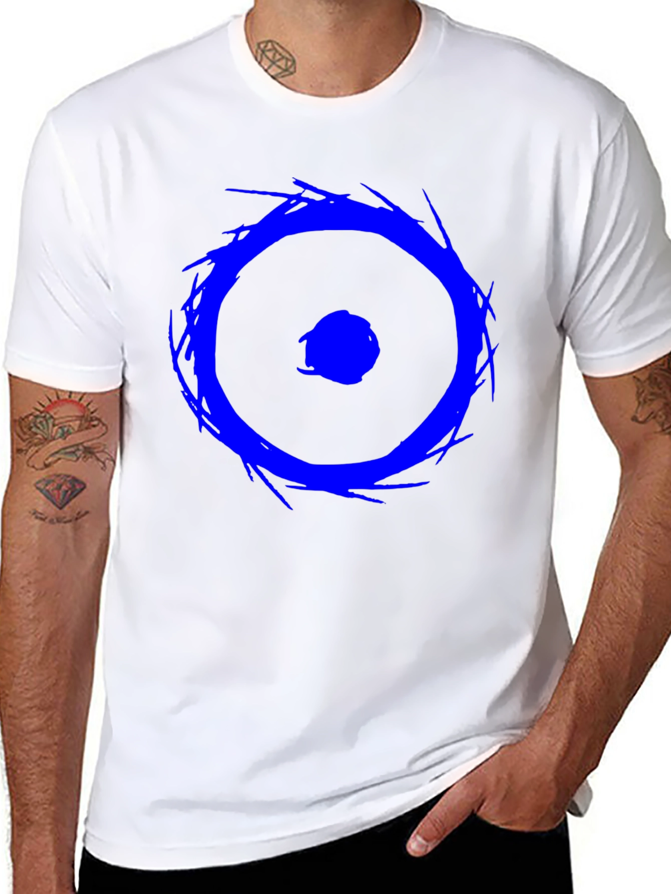 Black Blue Eye Graphic Tee - Black Cotton Casual Shirt view 8