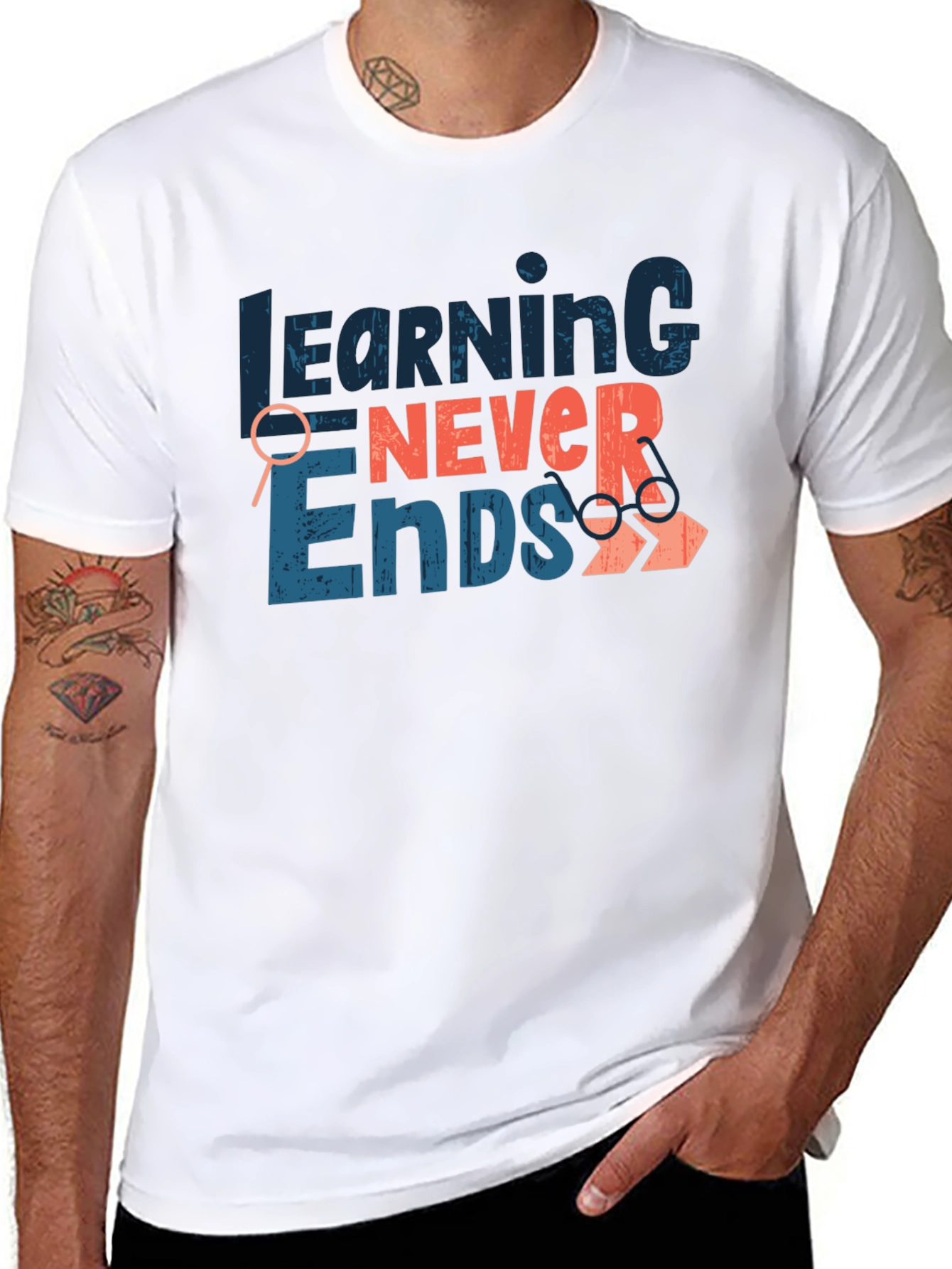 Black Learning Never Ends Graphic Tee view 8