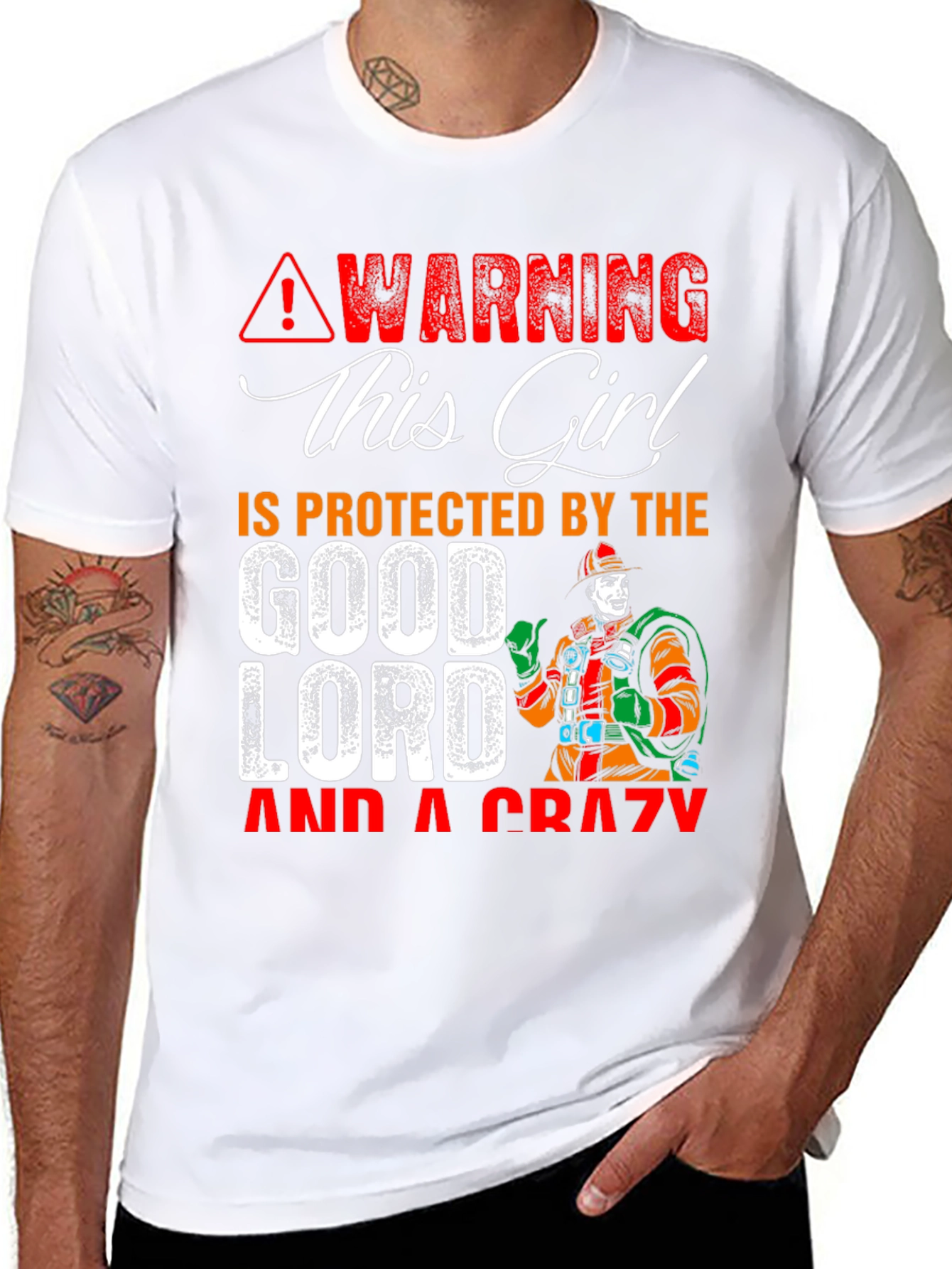 Warning This Girl is Protected Graphic T-Shirt - 8