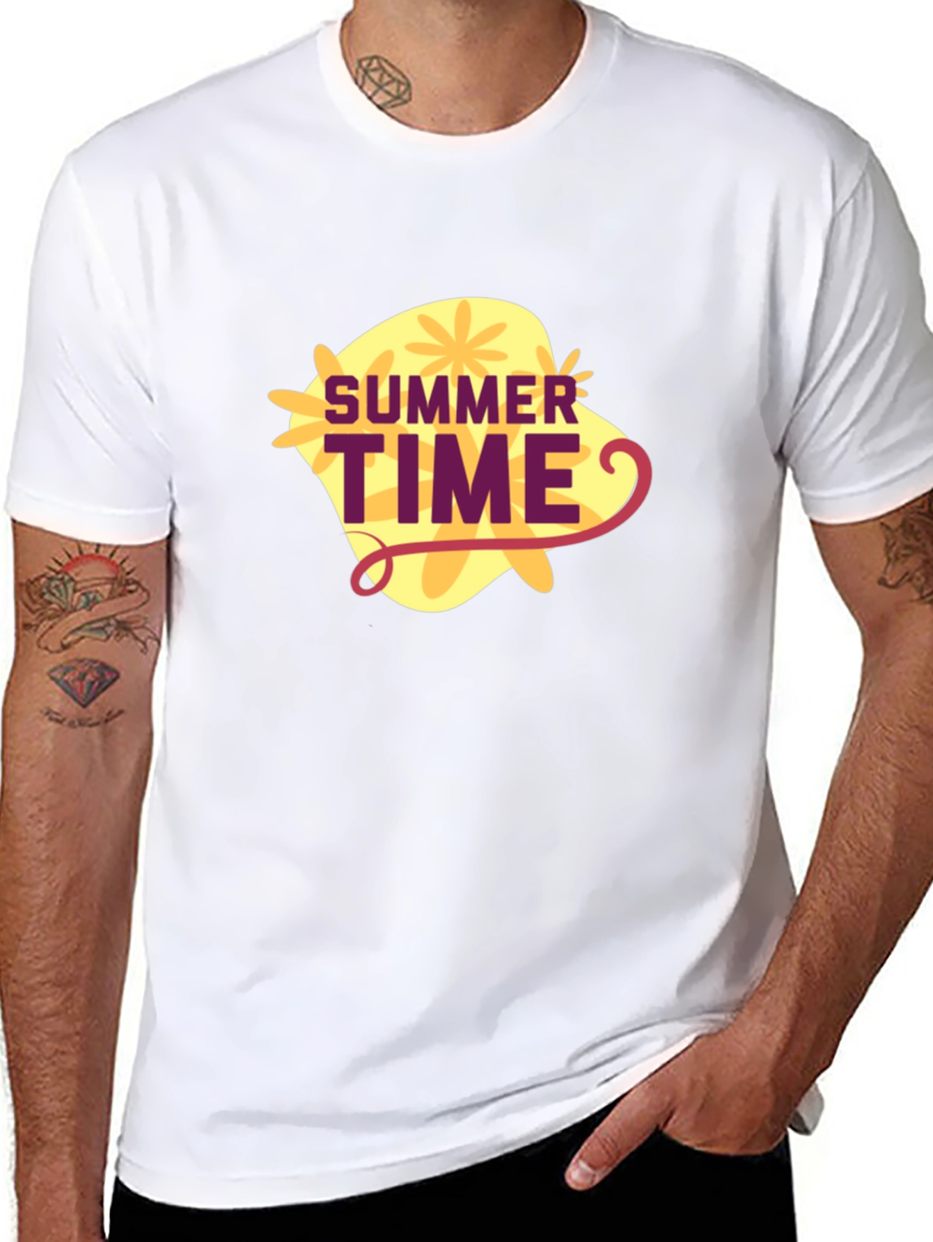 Black Summer Time Graphic Tee - Black Casual T-Shirt view 8