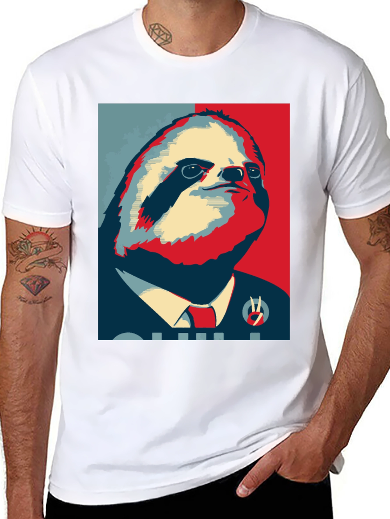 Black Sloth Hope T-Shirt - Funny Political Animal Tee view 8