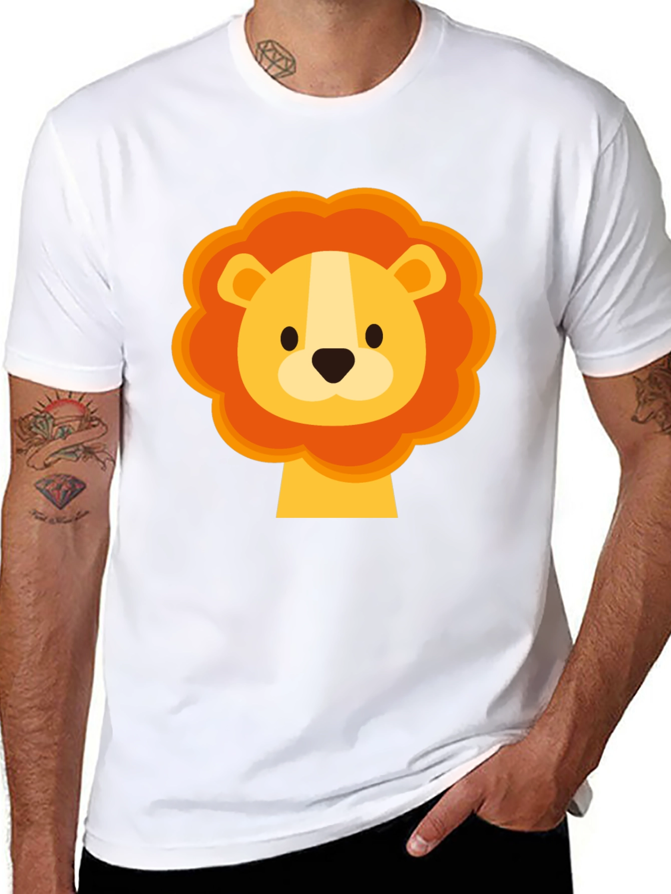 Black Cute Lion Graphic Black T-Shirt view 8