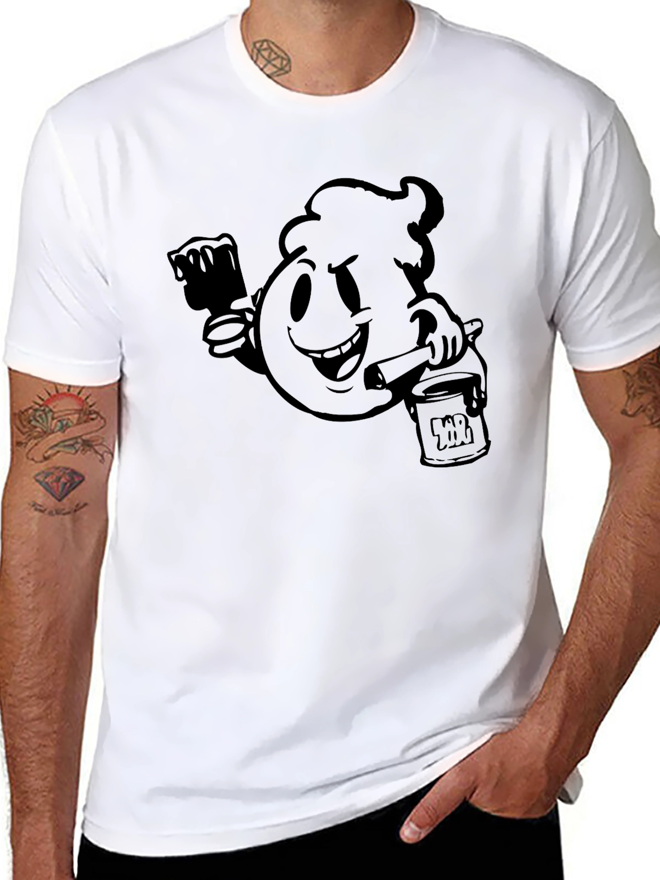 Black Men's Graphic T-Shirt - Painting Character view 8