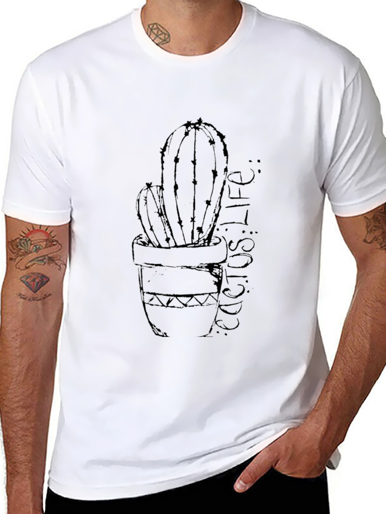 Black Cactus Life Graphic T-Shirt - Black Tee view 8