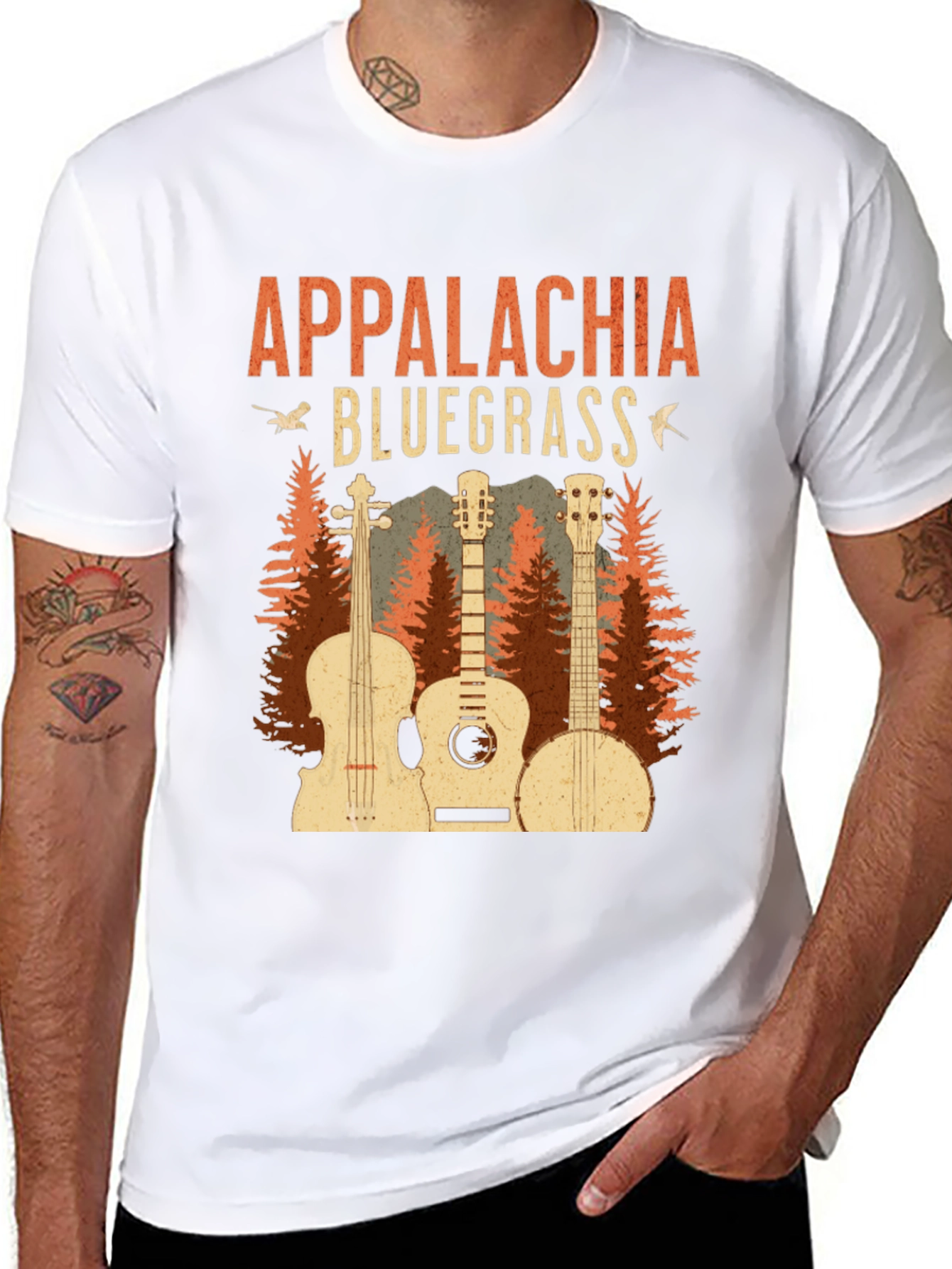 Black Appalachia Bluegrass Music Graphic Tee view 8