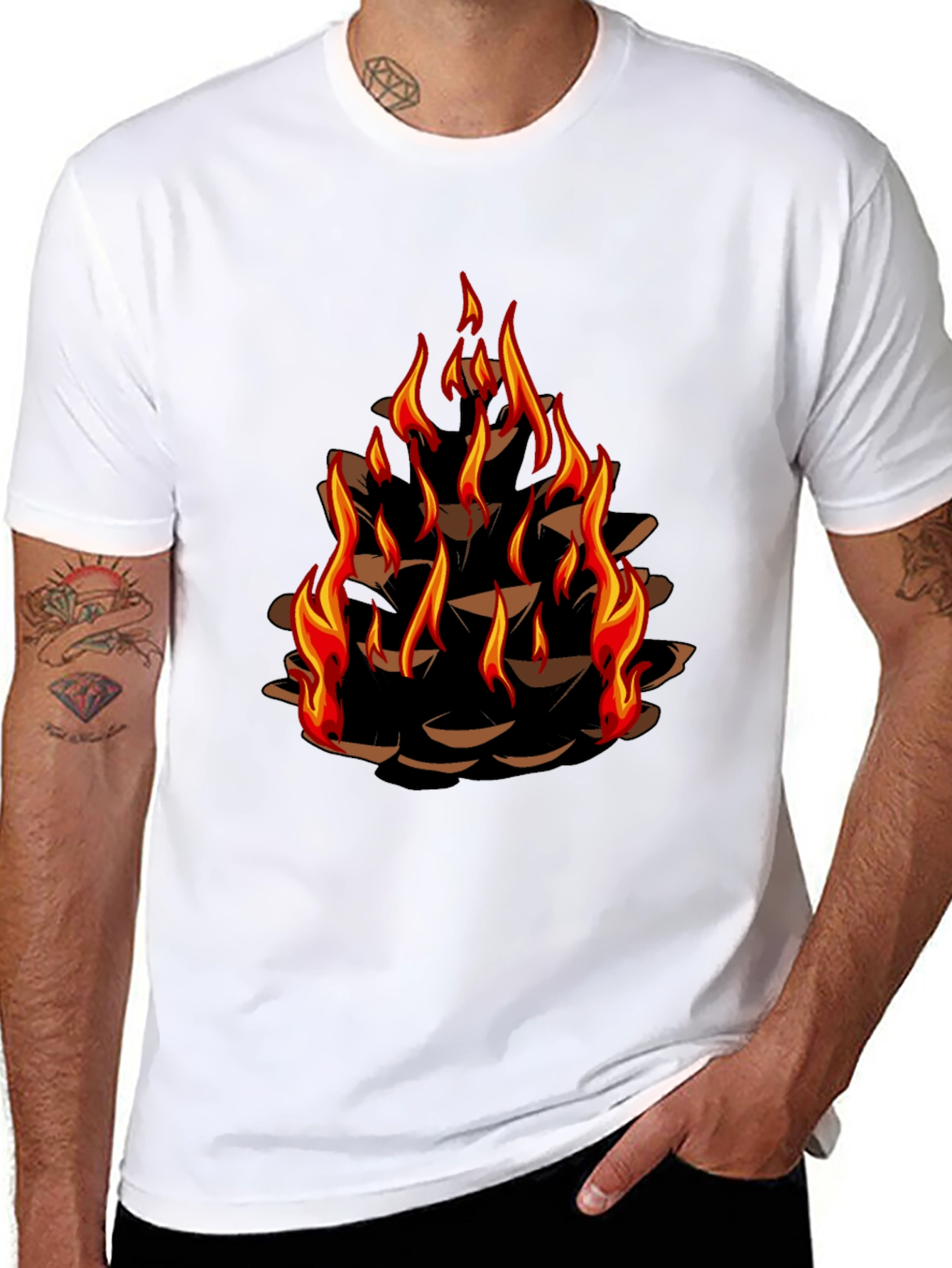 Burning Pinecone Graphic Tee - Black - 8