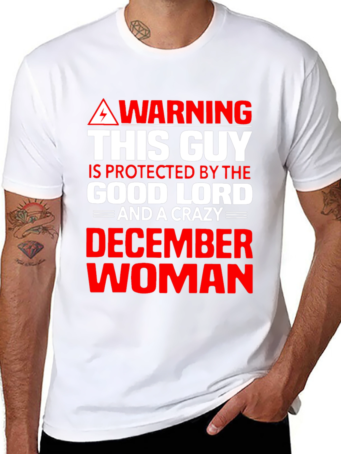Black Warning: Protected By December Woman Graphic Tee view 8