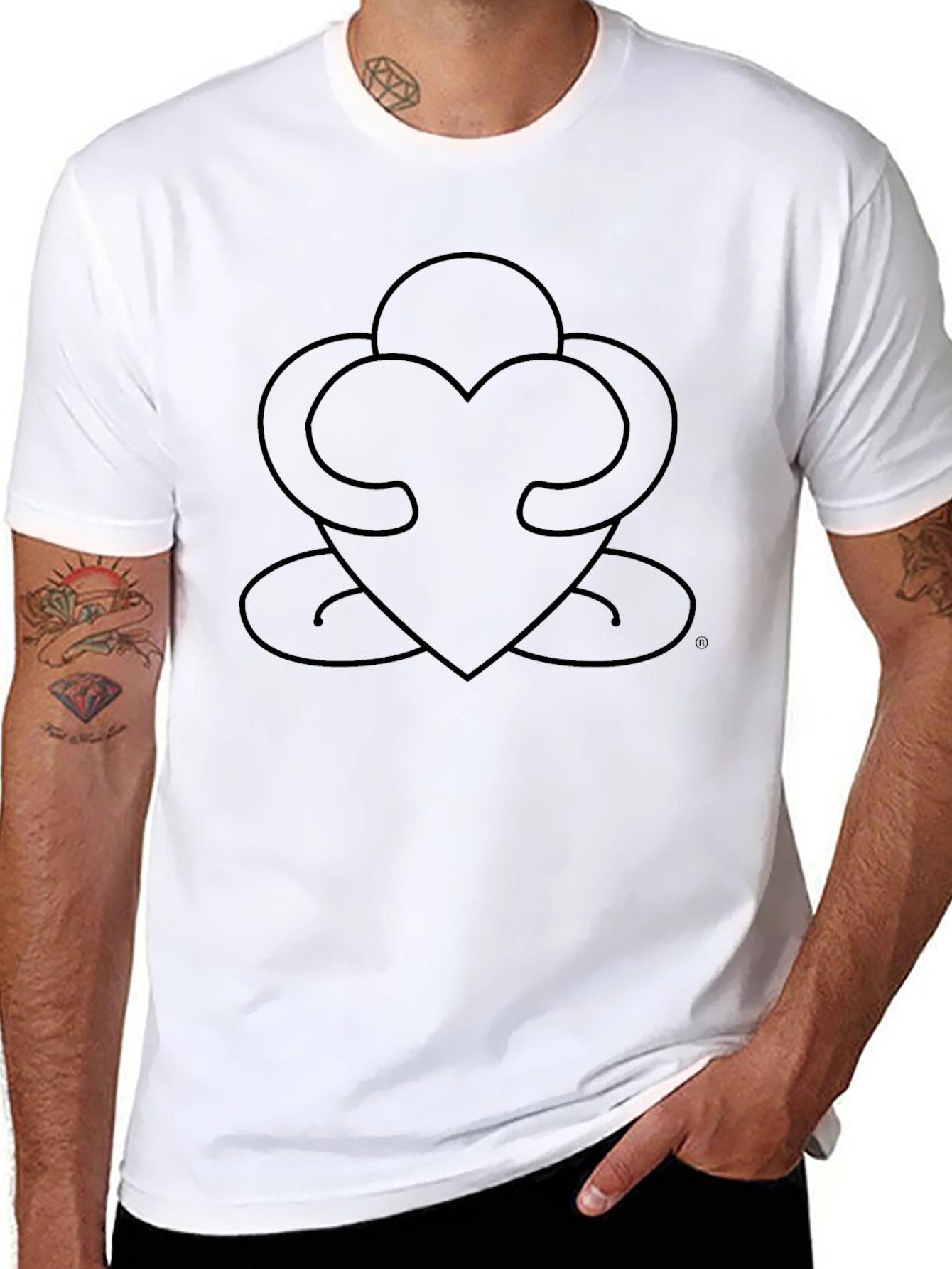 Black Heart Hug Graphic Tee - Soft Black Cotton Blend view 8