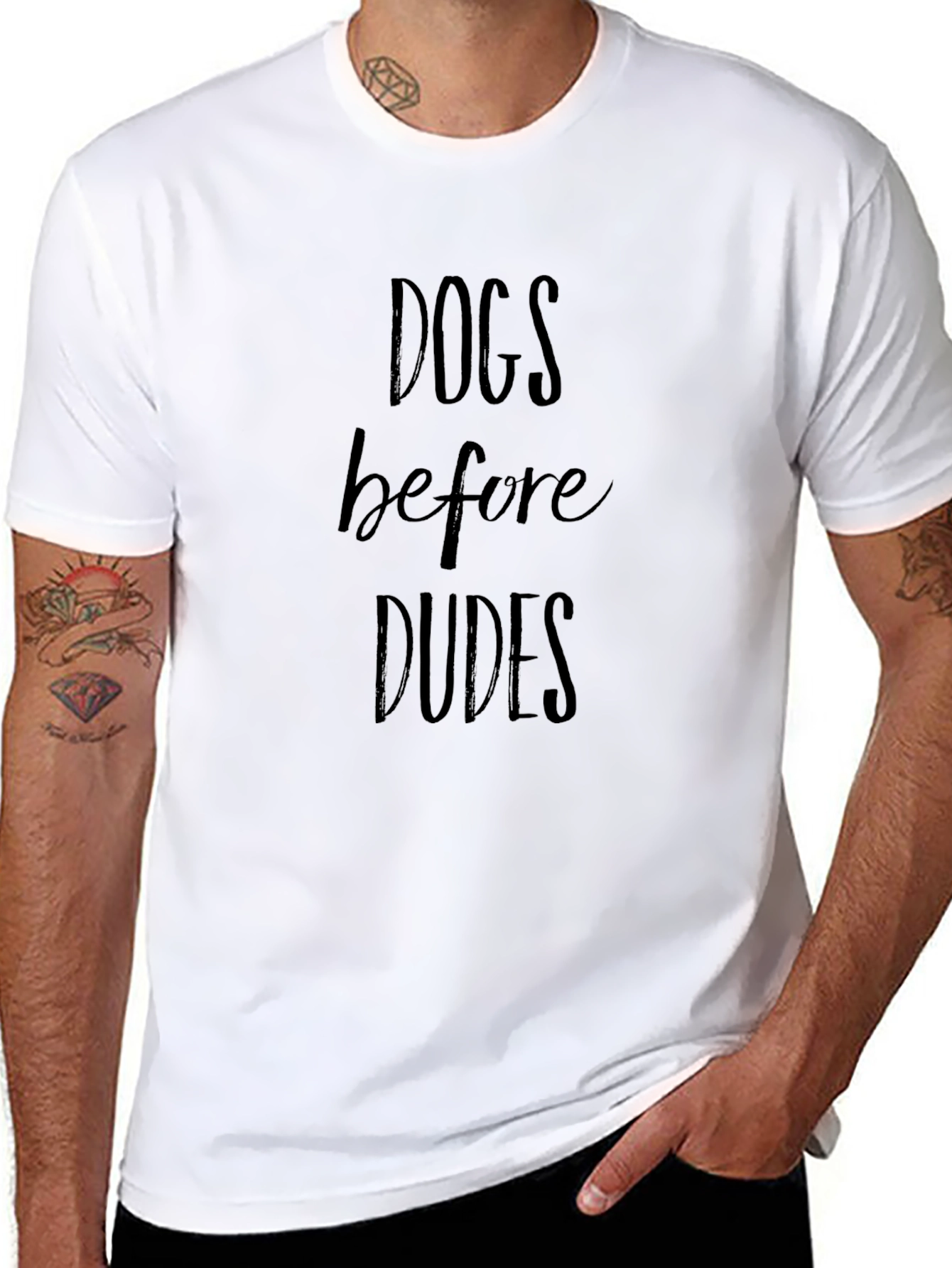 Dogs Before Dudes Crewneck Tee - 8