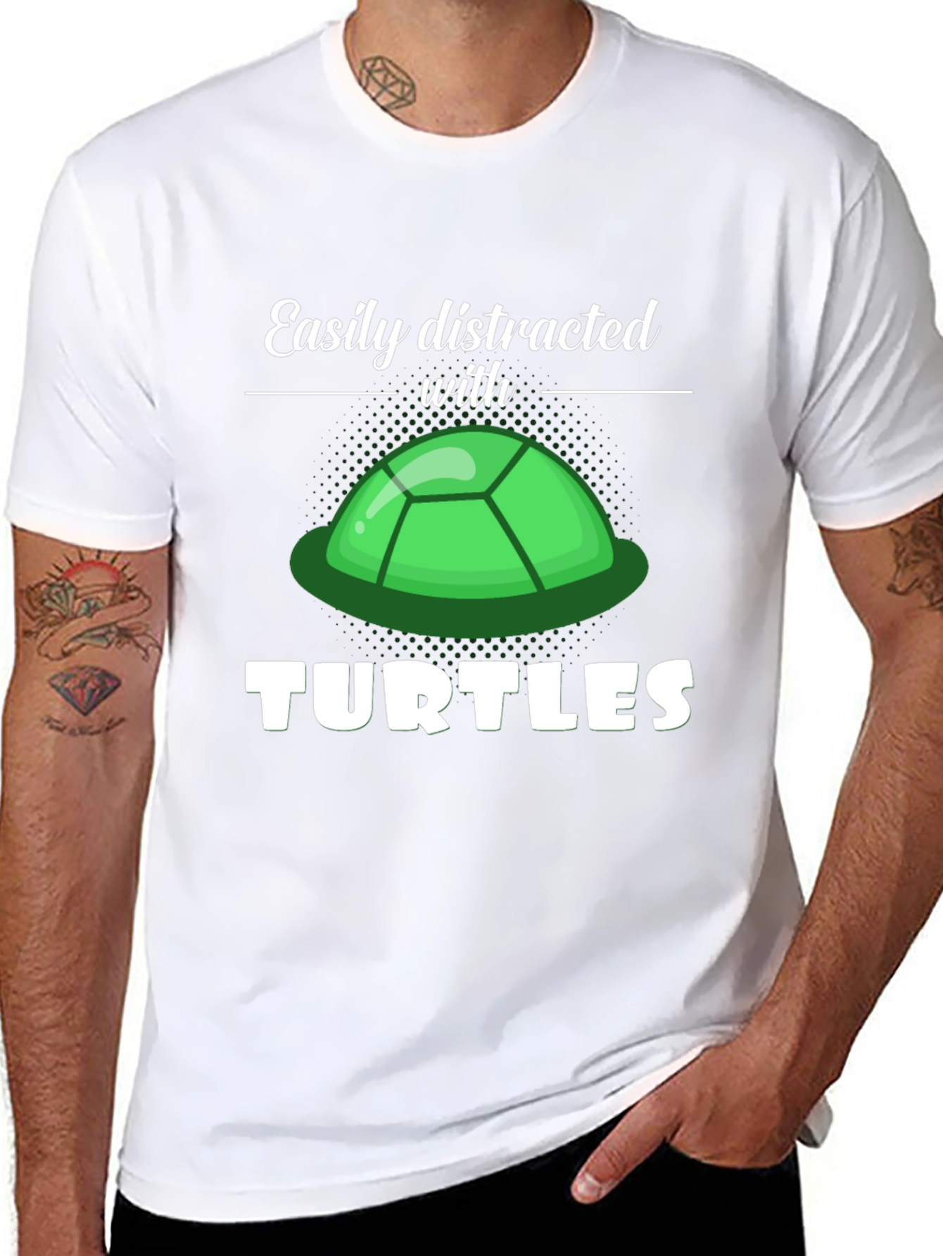 Black Easily Distracted With Turtles Graphic Tee view 8
