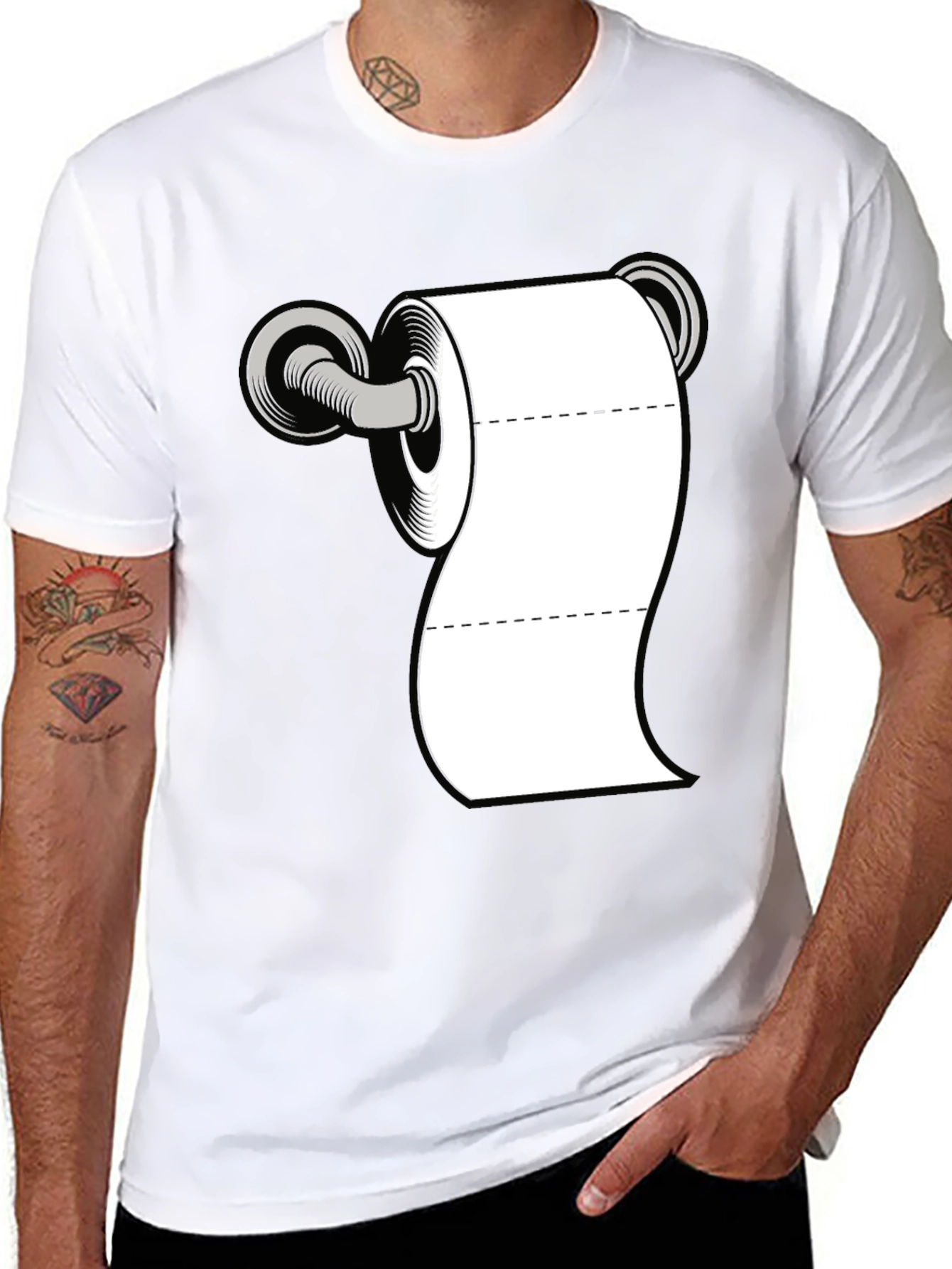 Black Toilet Paper Humor Tee - Black Cotton Blend Shirt view 8