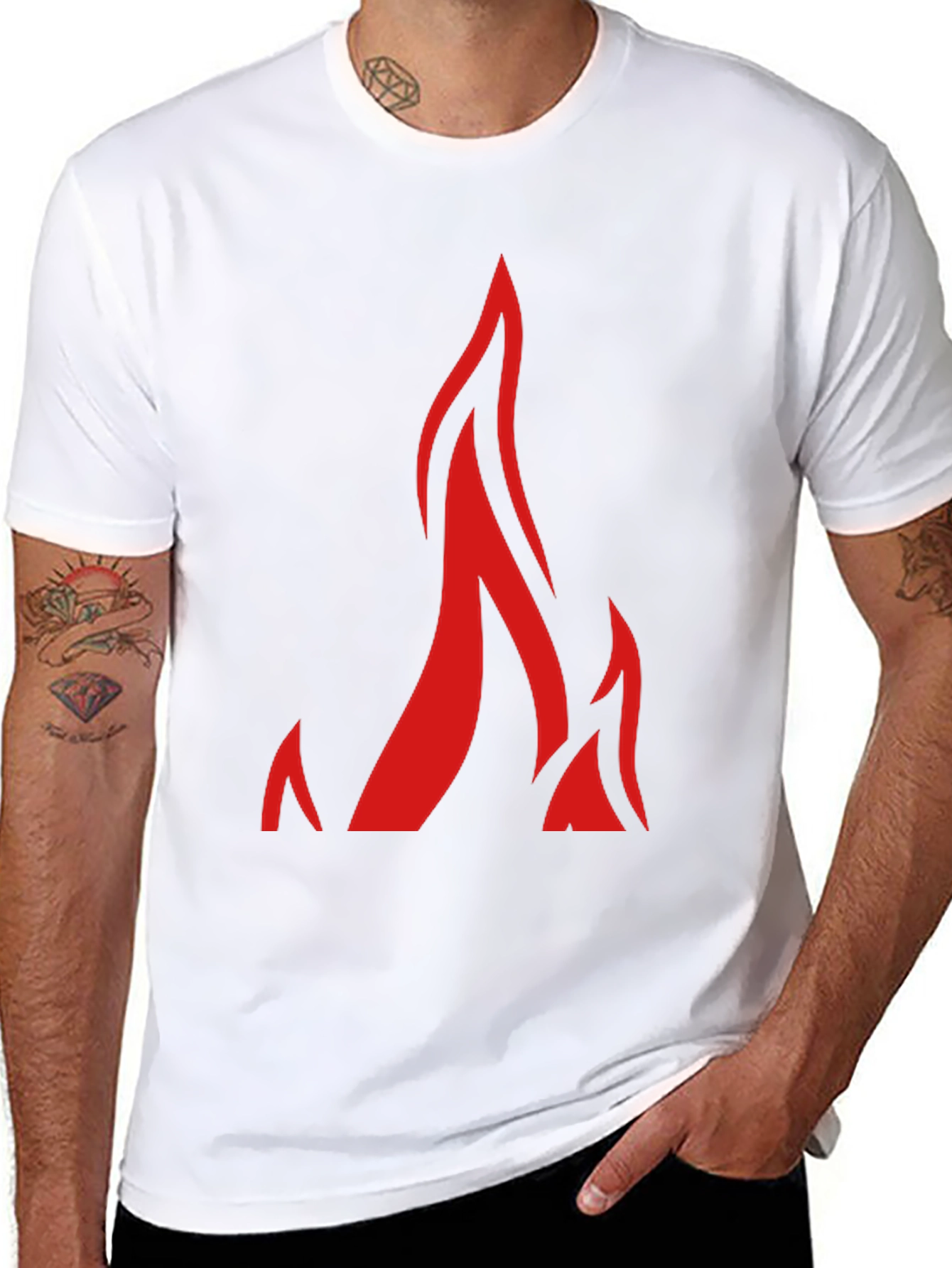 Black Fiery Red Flame Graphic Black T-Shirt view 8