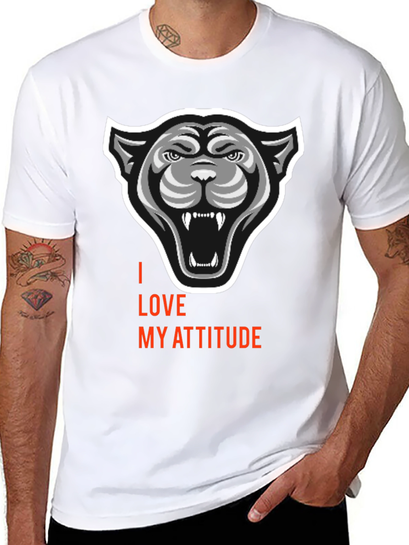 Black I Love My Attitude Black Graphic Tee view 8