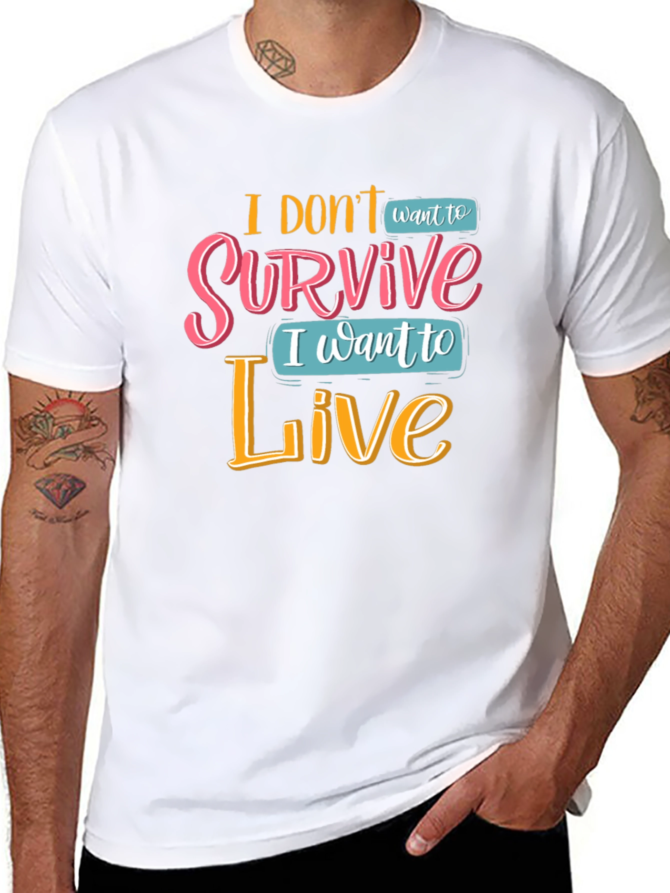 Black I Don't Want To Survive T-Shirt view 8