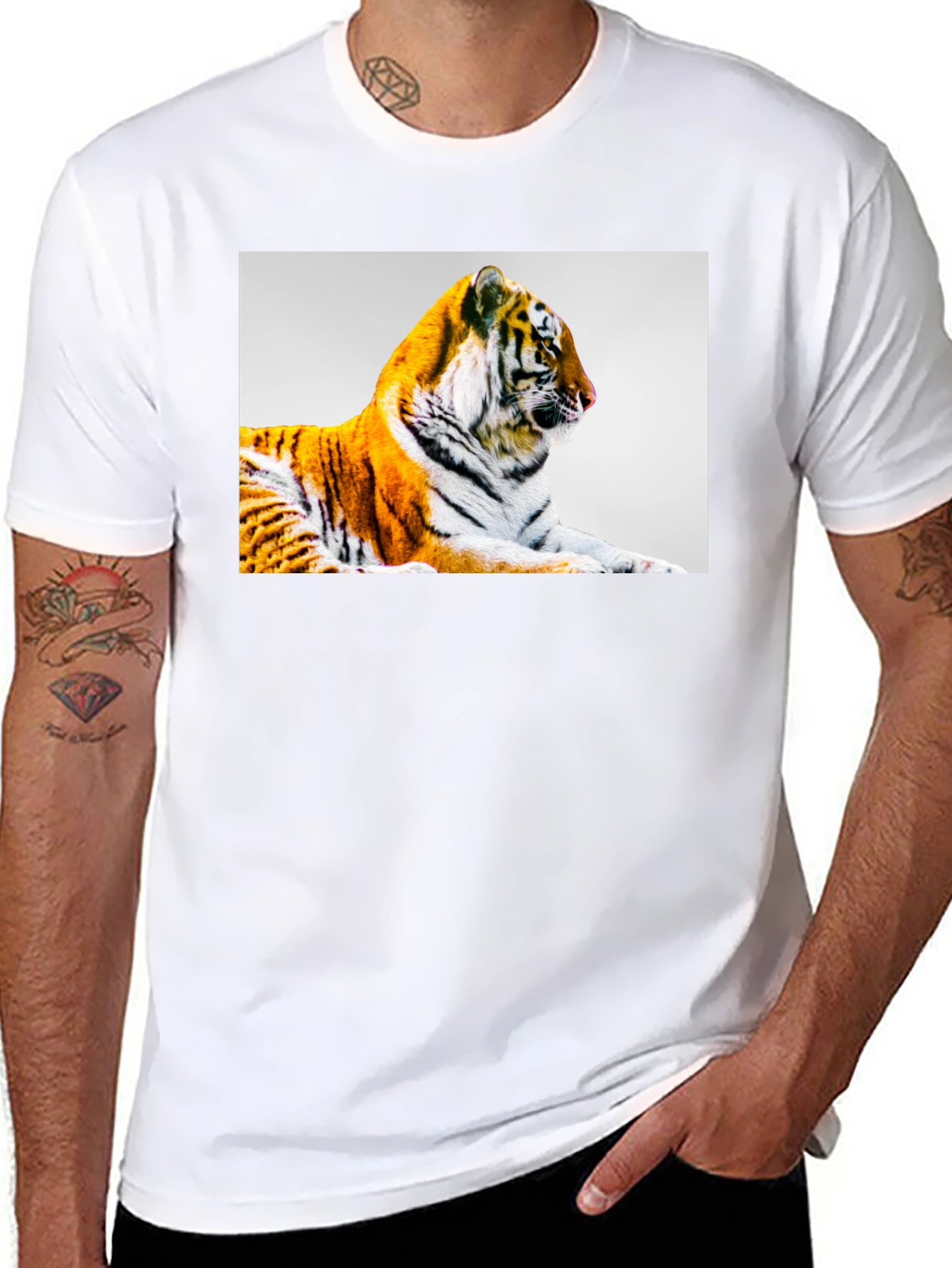 Black Tiger Graphic Print Black T-Shirt view 8
