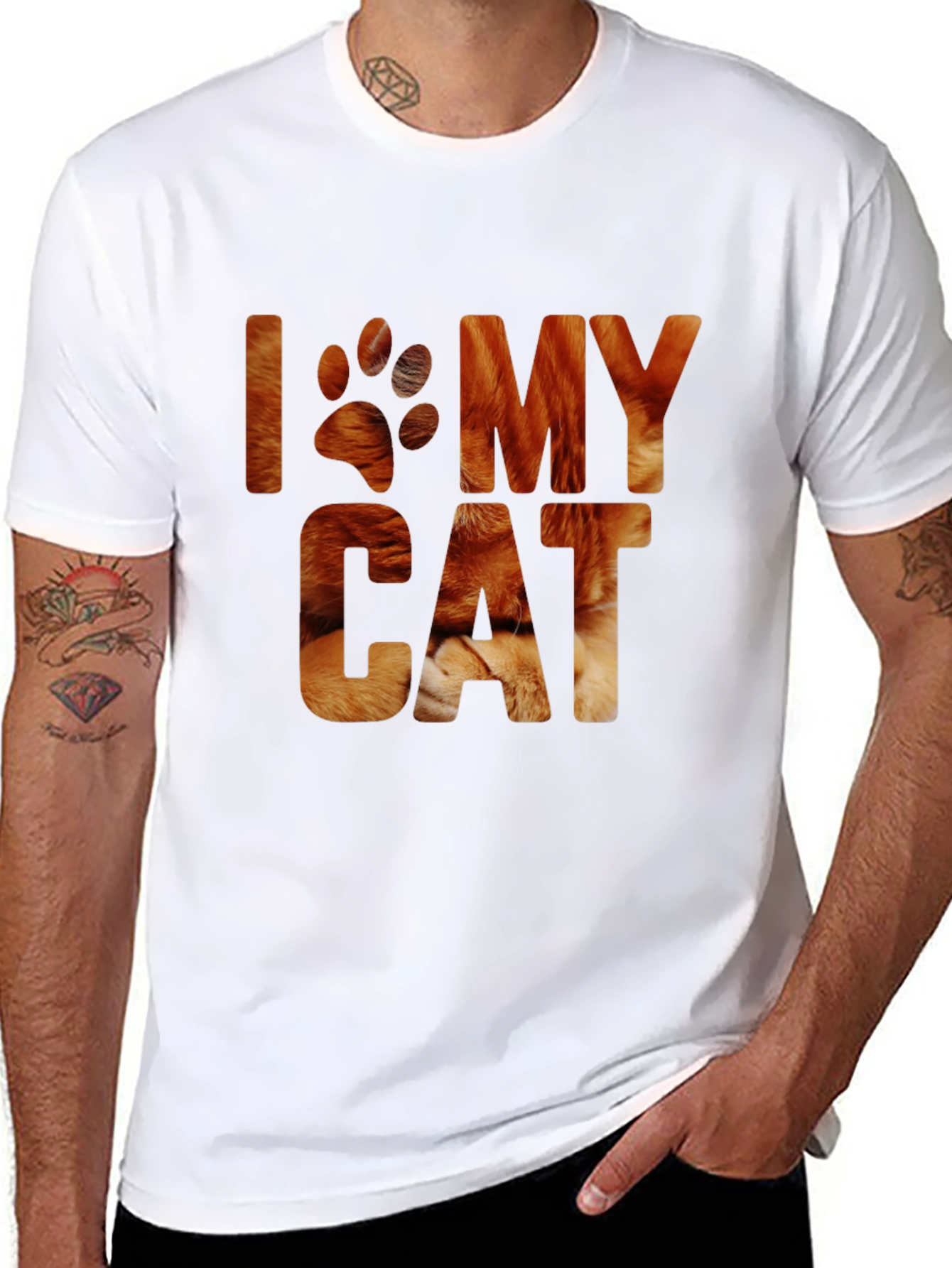 Black I Love My Cat T-Shirt - Novelty Cat Lover Tee view 8