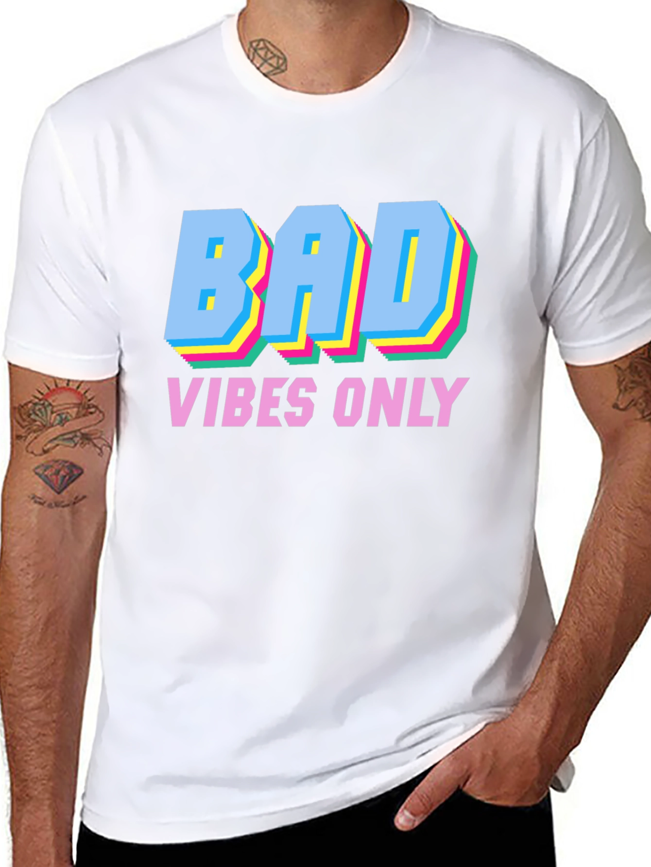 Black Bad Vibes Only Graphic Tee - Trendy Crew Neck T-Shirt view 8