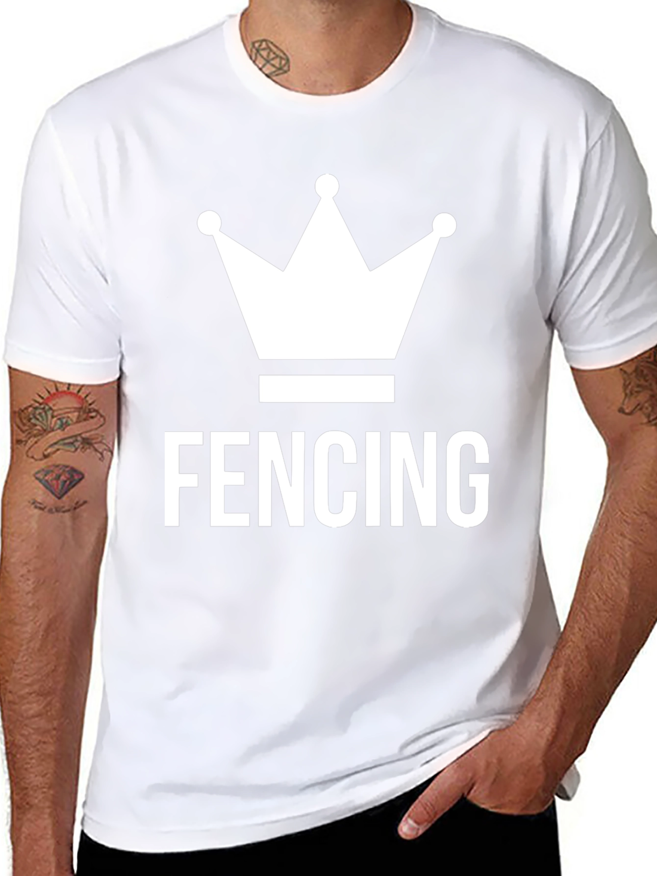 Black Fencing Crown Graphic Tee - Black Cotton T-Shirt view 8