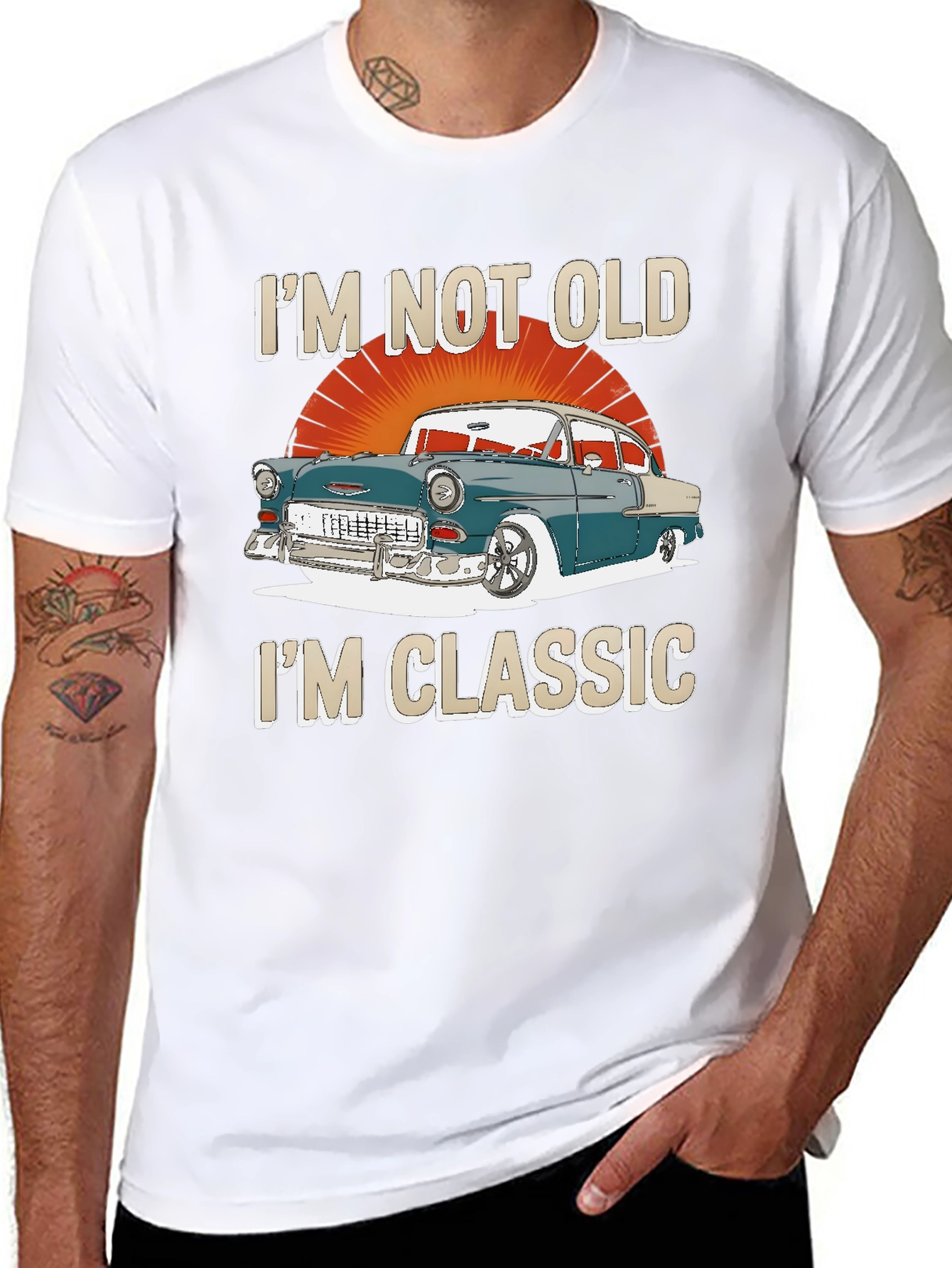 Black Classic Car Graphic T-Shirt - I'm Not Old, I'm Classic view 8