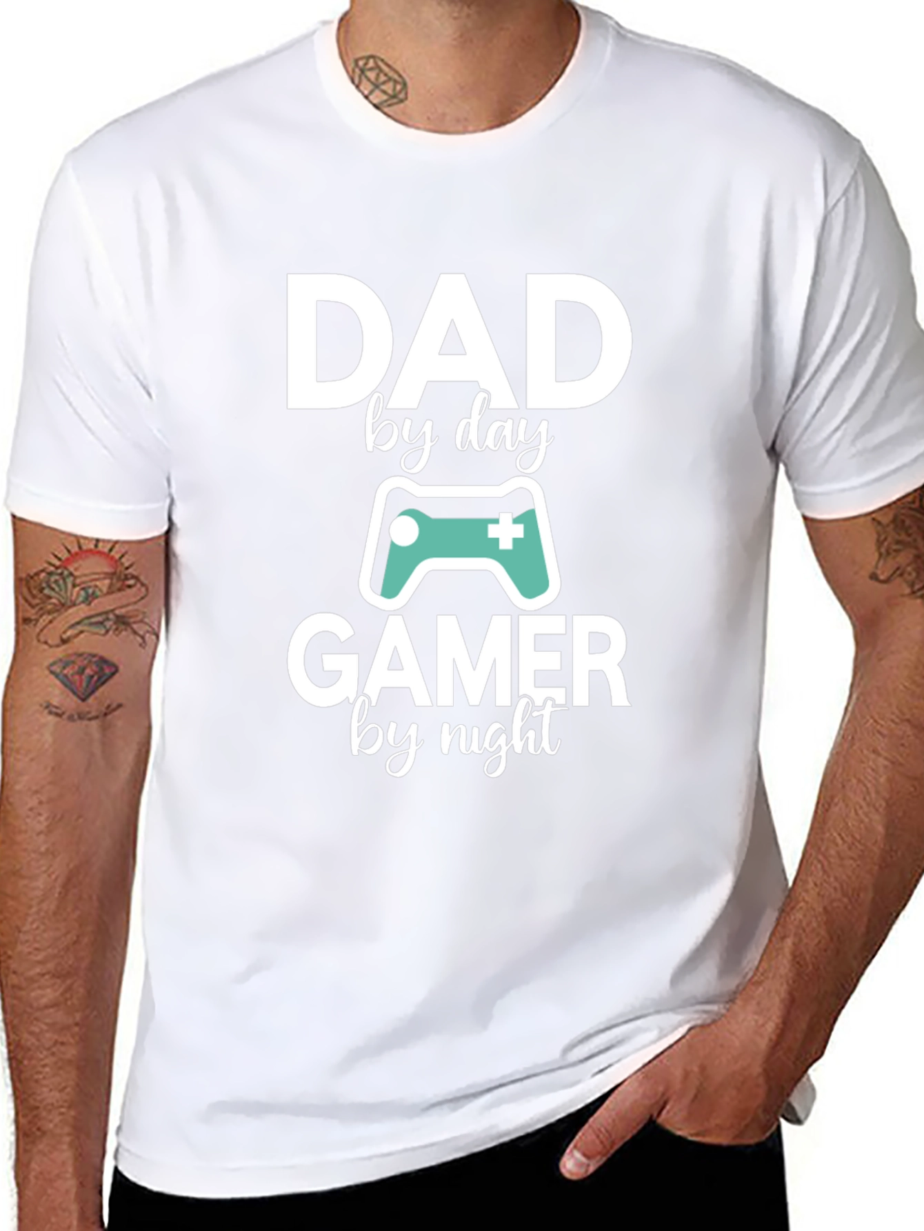 Black Dad By Day Gamer By Night T-Shirt view 8