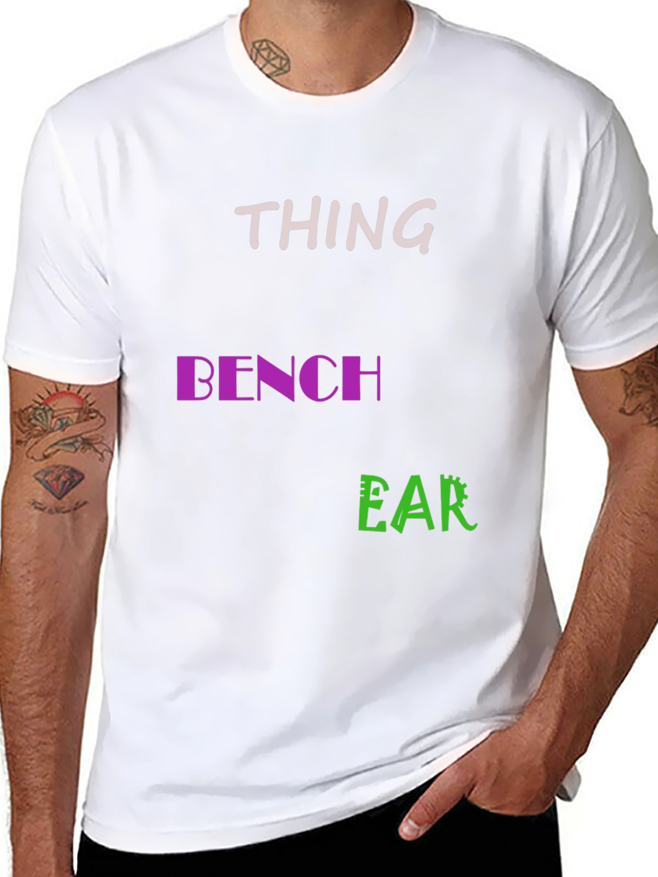 Black Thing Bench Ear Men's Black T-Shirt view 8