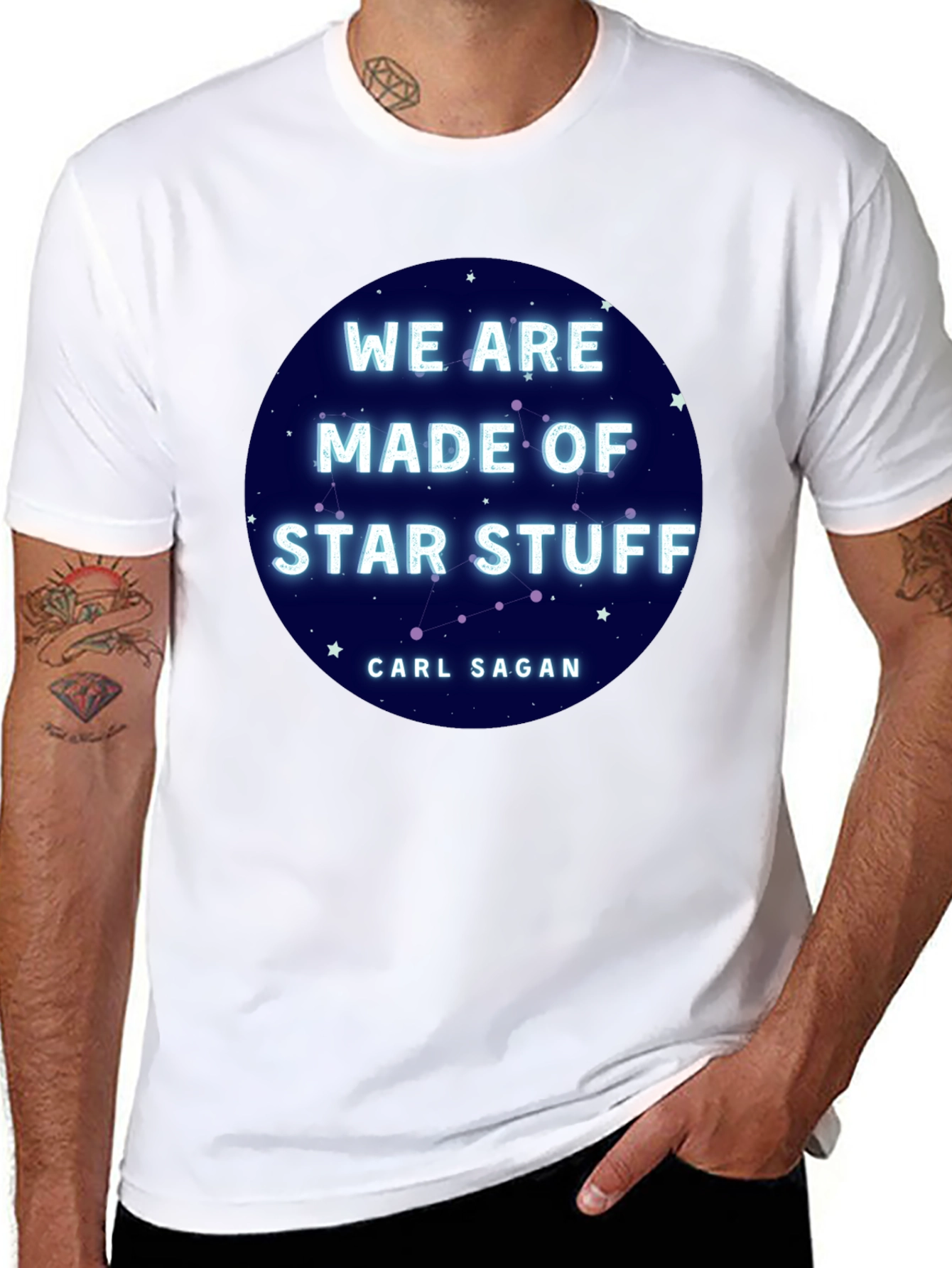 Black Cosmic Carl Sagan T-Shirt - We Are Star Stuff Tee view 8